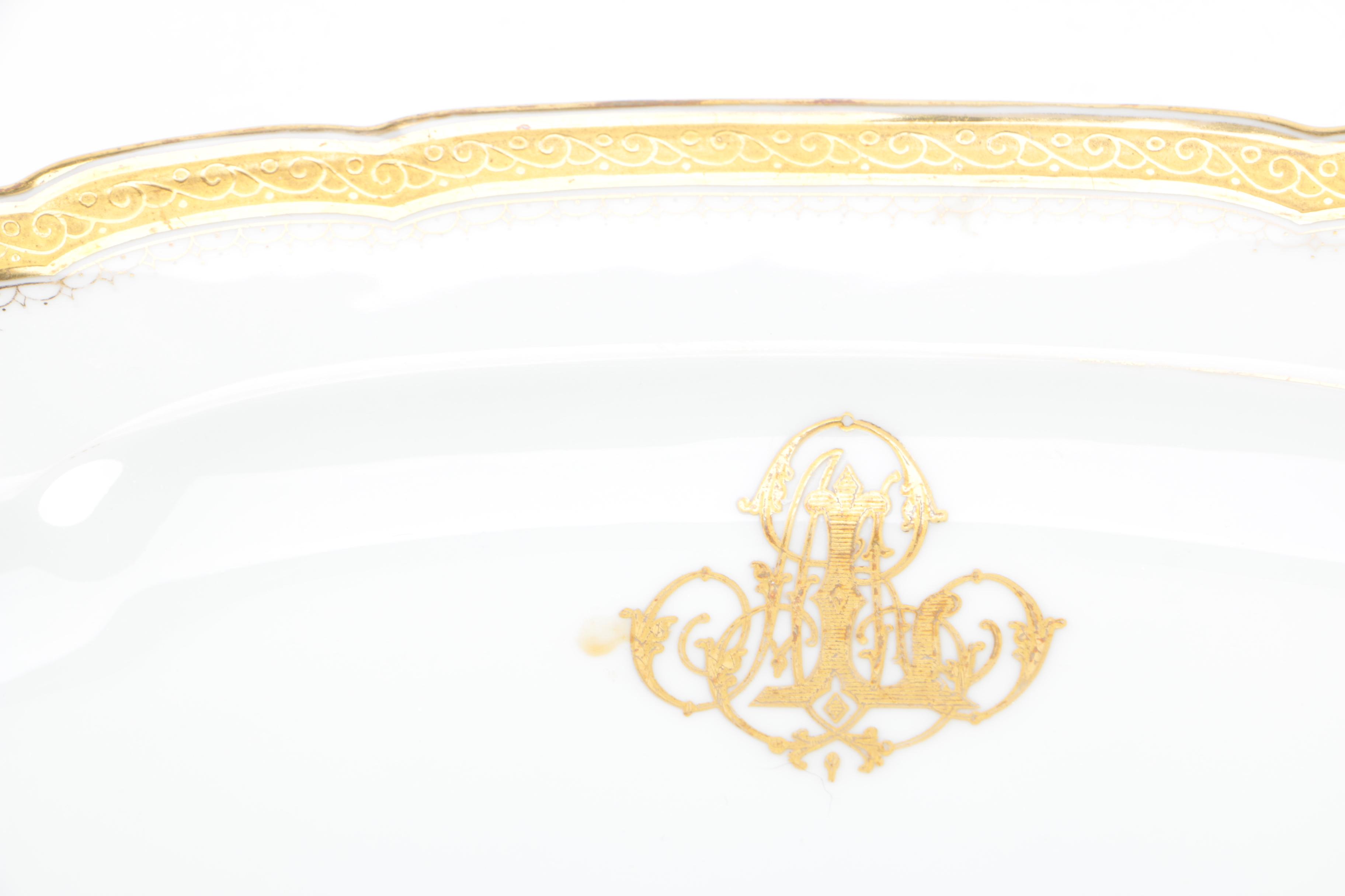 Antique W. Guerin & Cie Porcelain Platters Chandeliers c. 1900 and Others