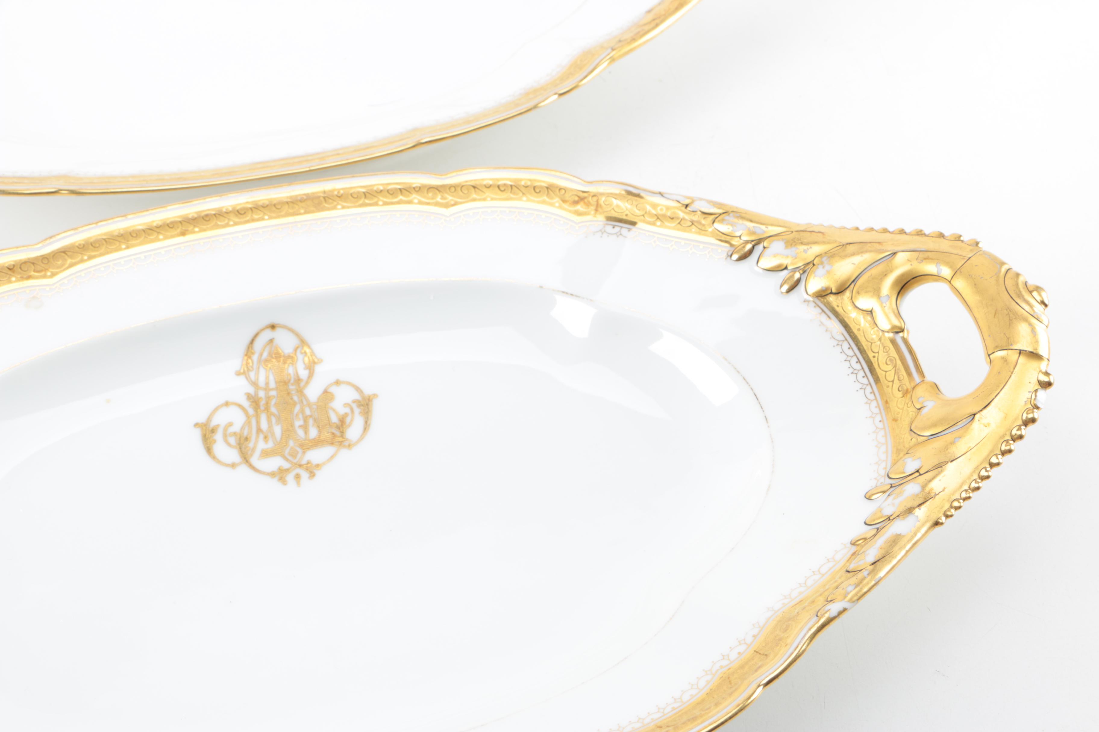 Antique W. Guerin & Cie Porcelain Platters Chandeliers c. 1900 and Others