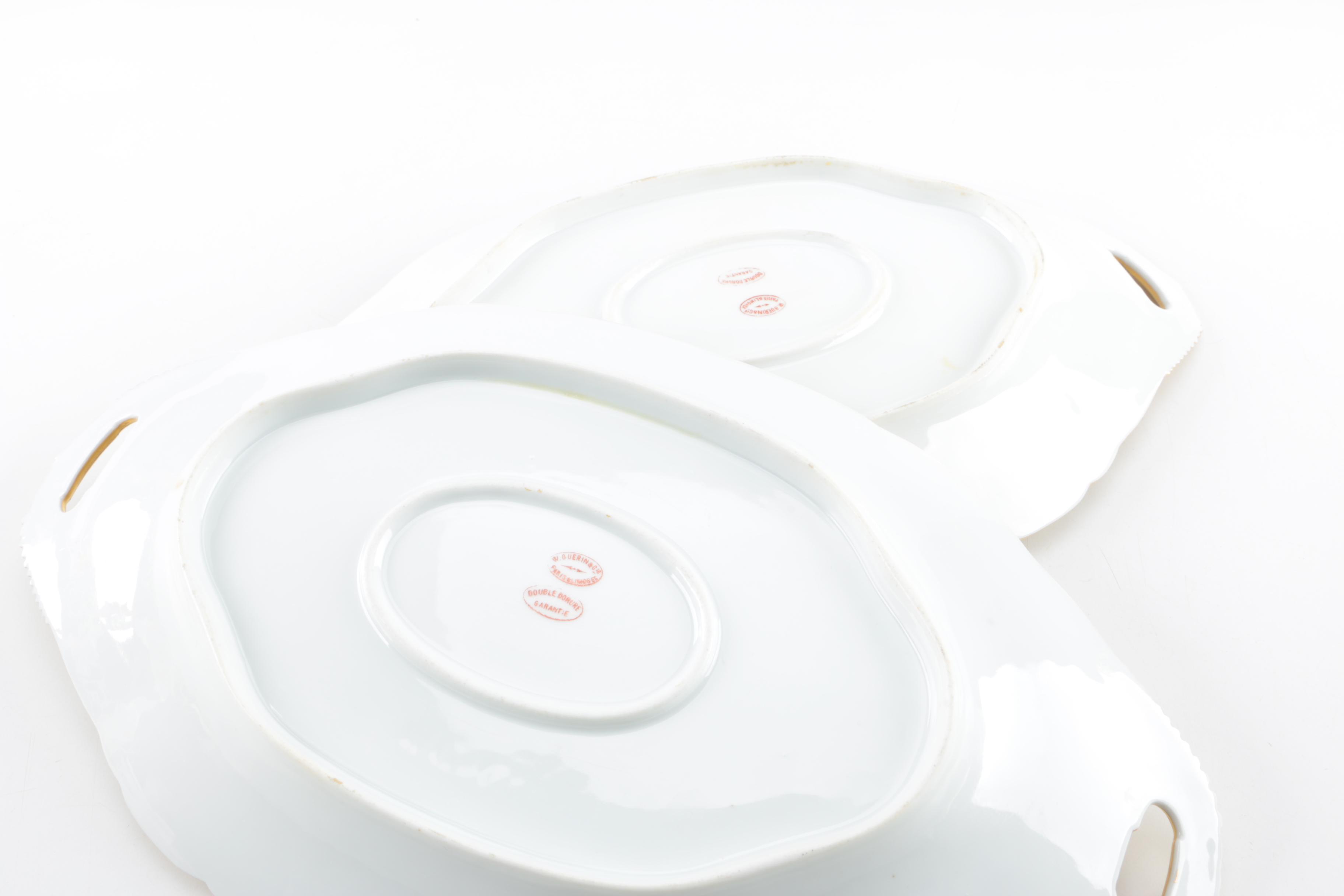 Antique W. Guerin & Cie Porcelain Platters Chandeliers c. 1900 and Others