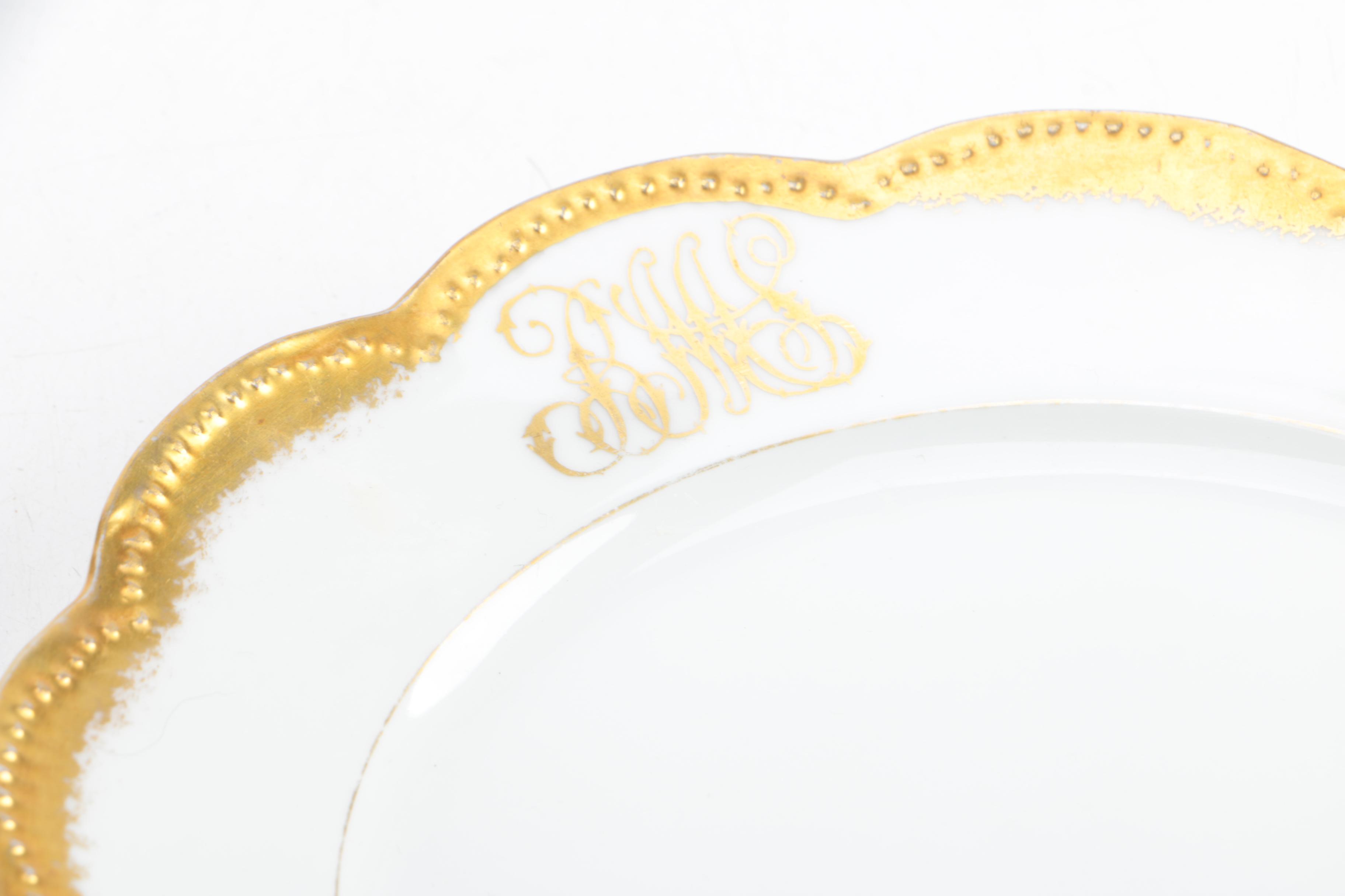 Antique W. Guerin & Cie Porcelain Platters Chandeliers c. 1900 and Others