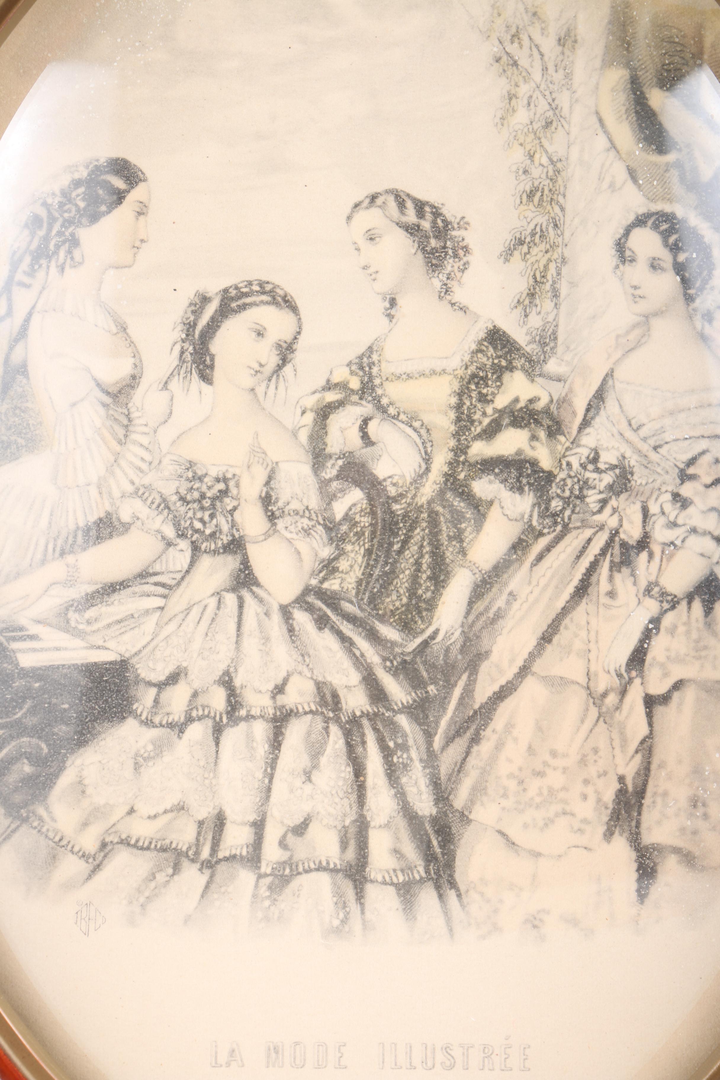 Lithograph "La Mode Illustree" in Convex Bubble Frame