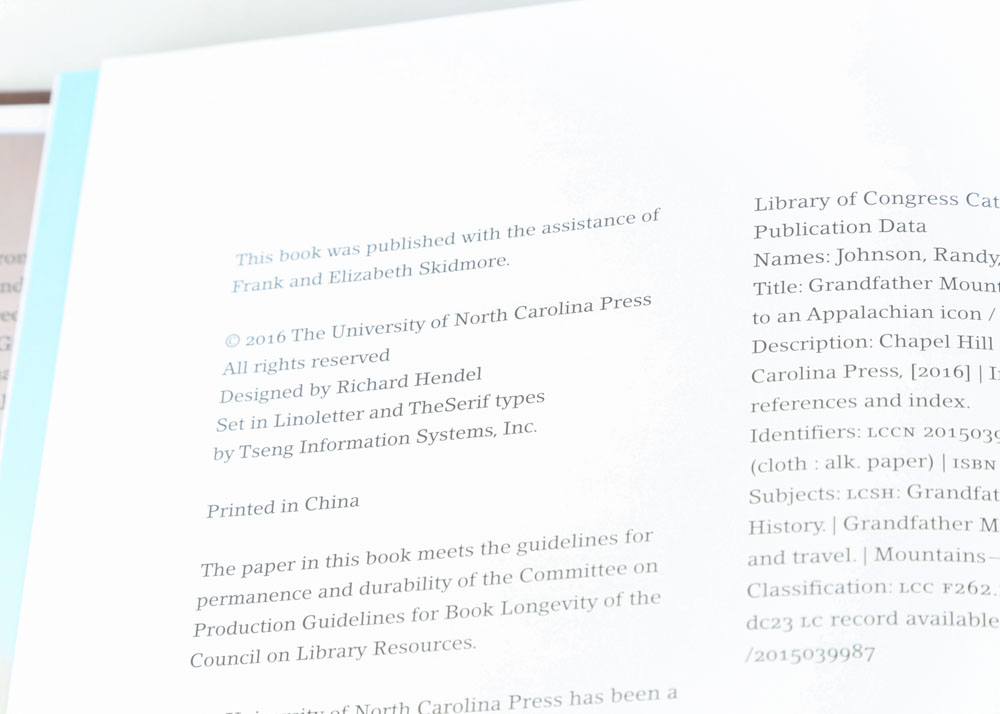 Signed Copy of Randy Johnson's "Grandfather Mountain"