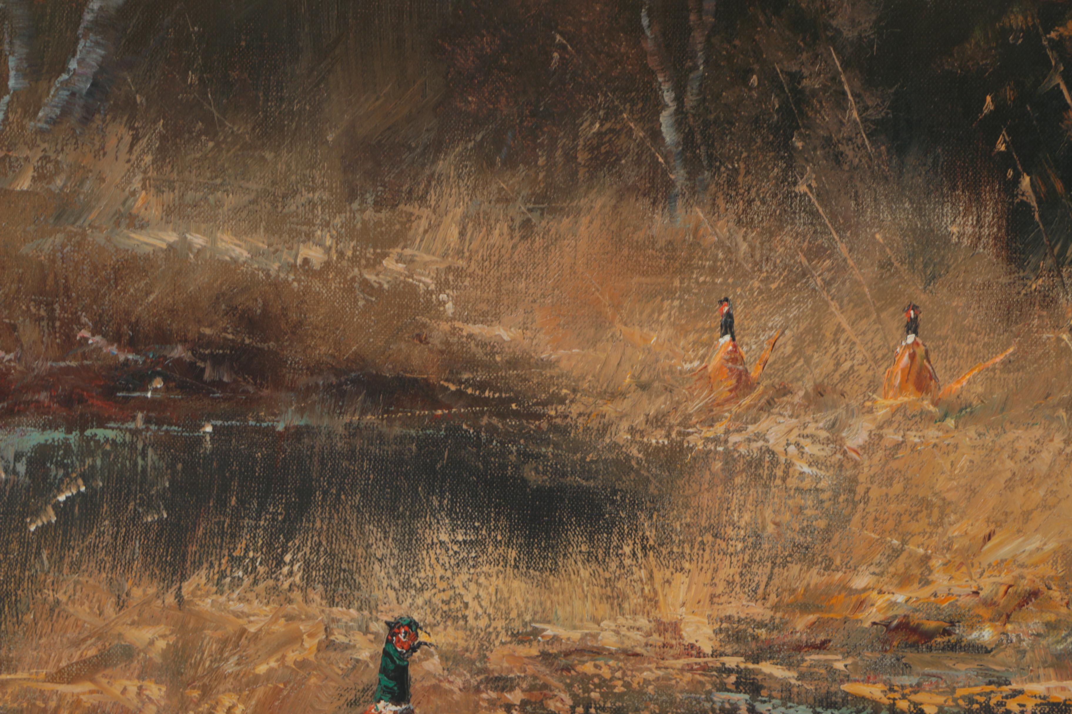 Oil Painting of Pheasants Attributed to H. Hansung