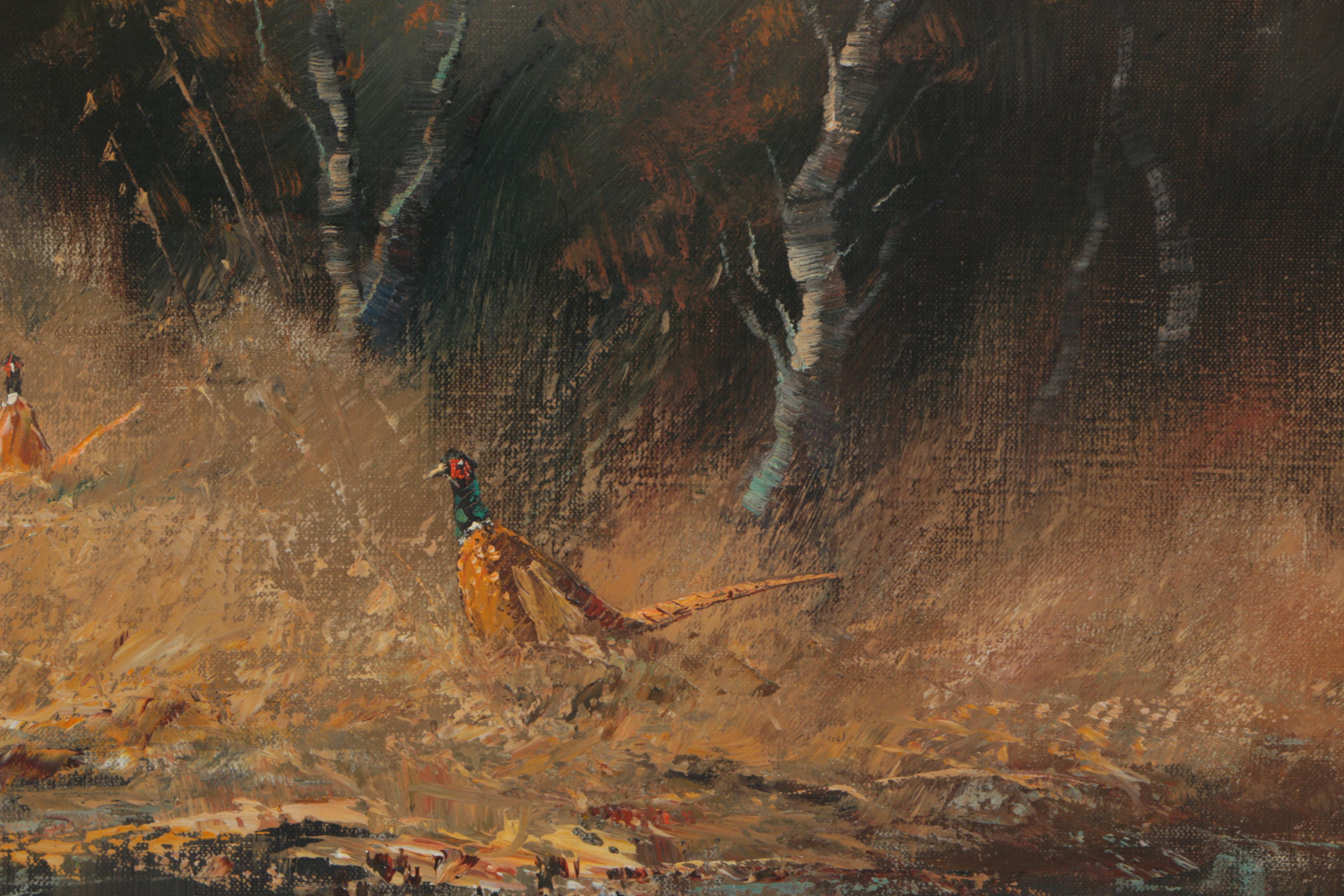 Oil Painting of Pheasants Attributed to H. Hansung
