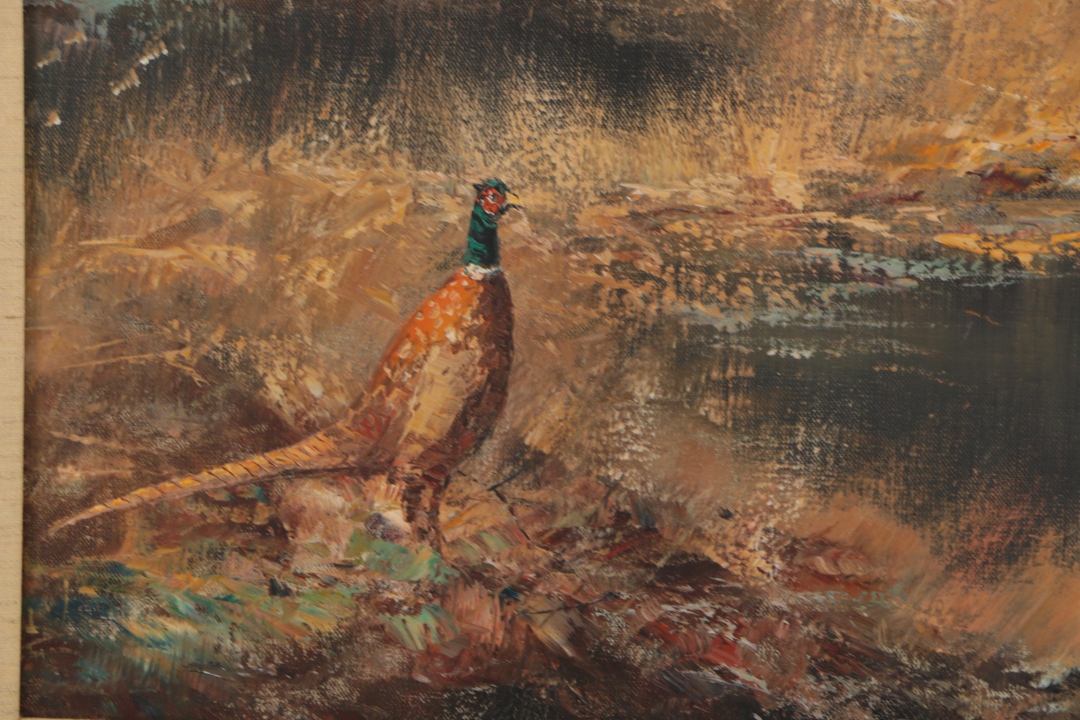 Oil Painting of Pheasants Attributed to H. Hansung