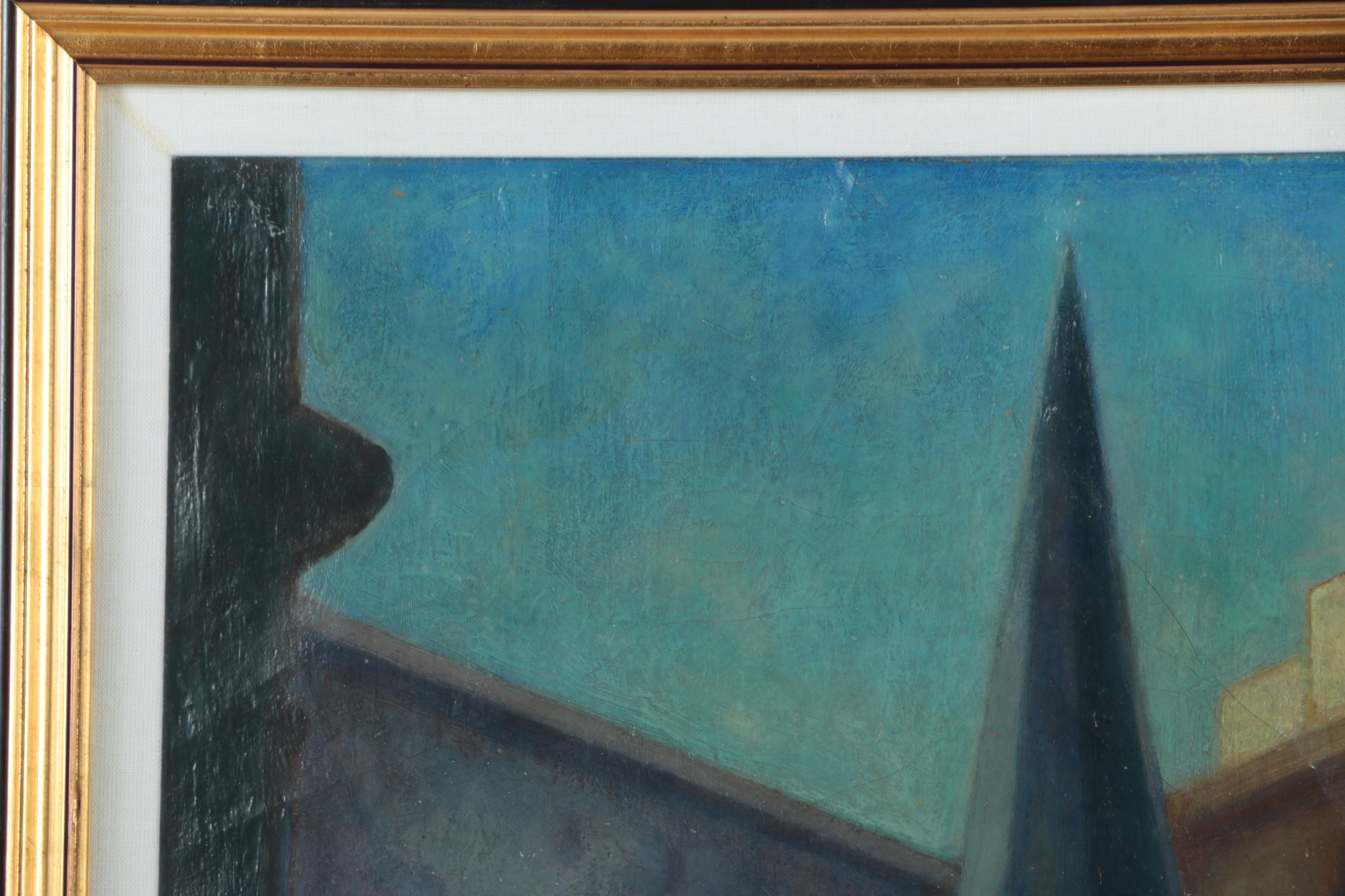 Reynolds Selfridge Oil Painting on Canvas of Steeple Scene