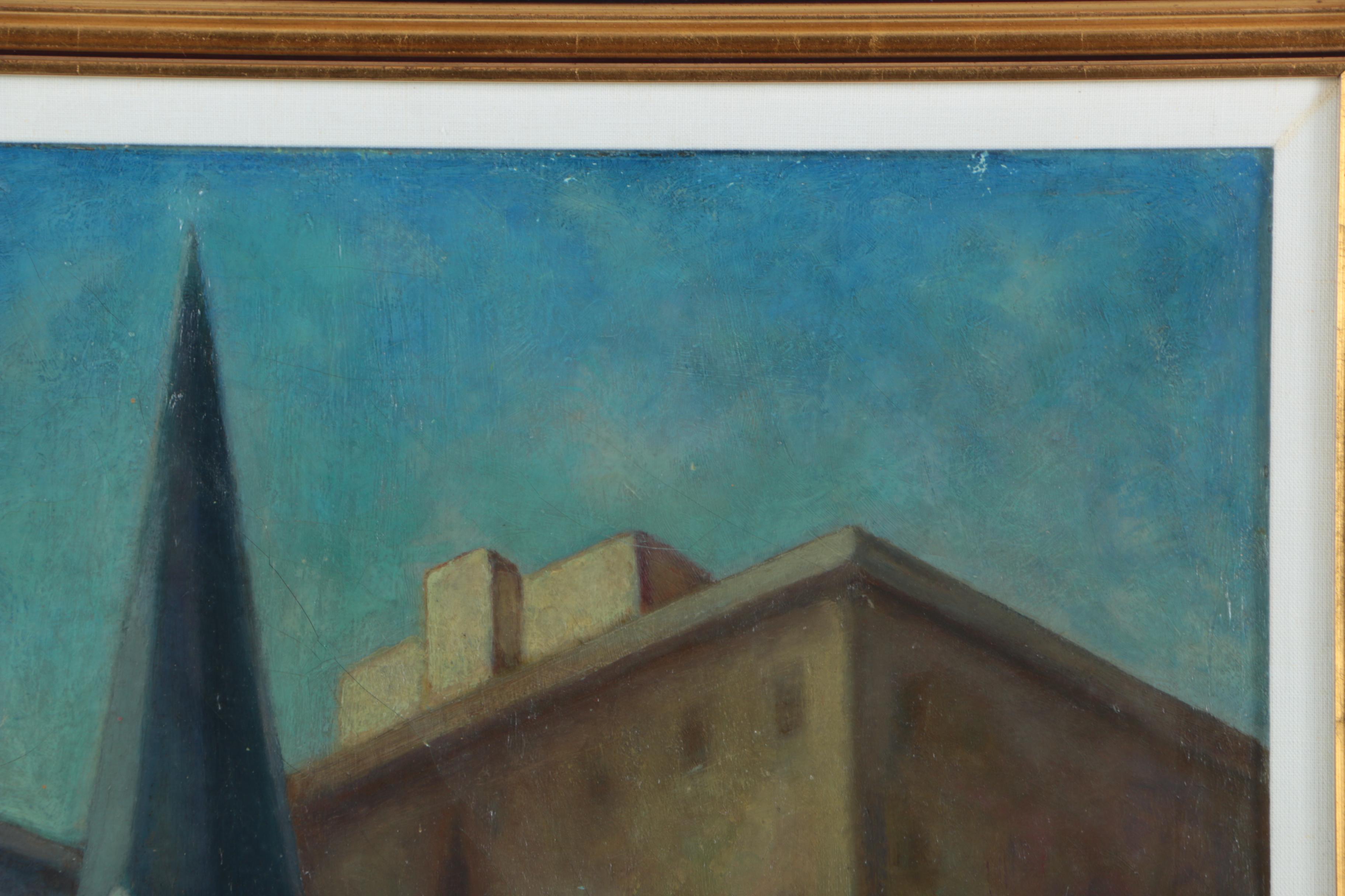 Reynolds Selfridge Oil Painting on Canvas of Steeple Scene