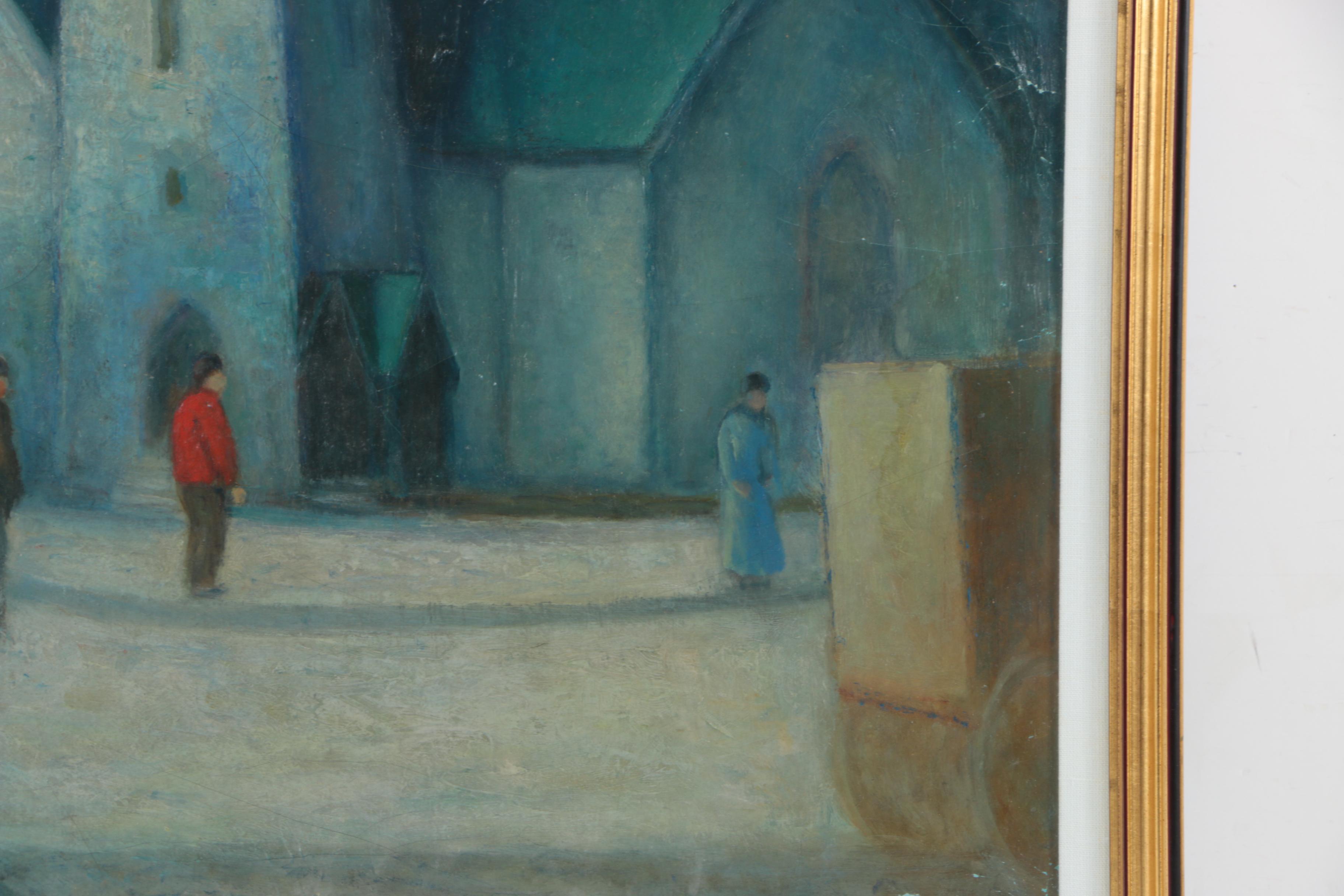 Reynolds Selfridge Oil Painting on Canvas of Steeple Scene