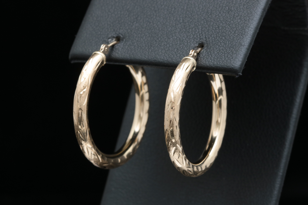 14K Yellow Gold Hoop Earrings