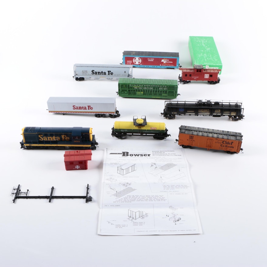 Assorted HO and N Scale Train Cars Including Bowser Model