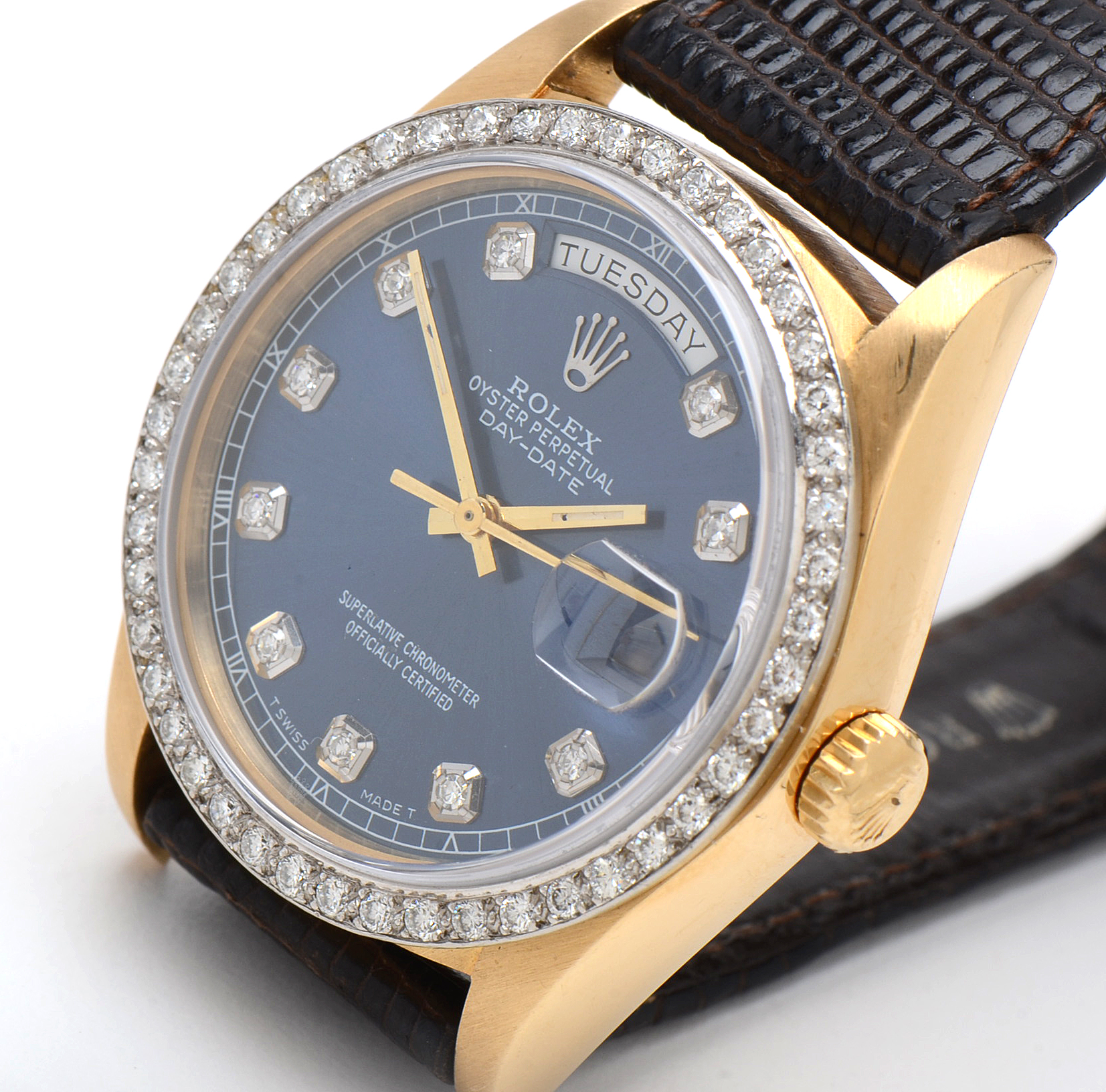 Rolex Day-Date 18K Yellow Gold Diamond Bezel 36mm Watch