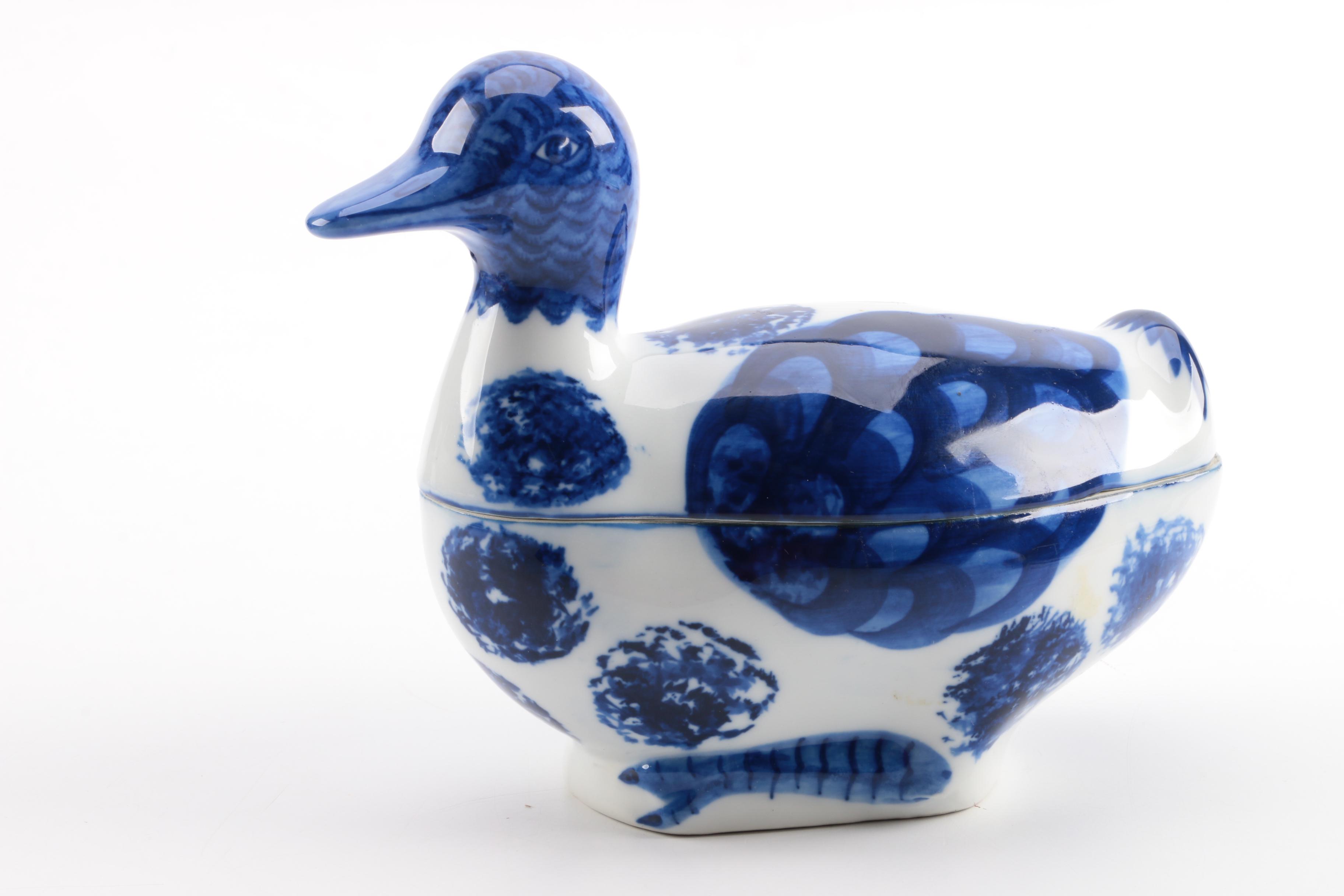 Assorted Blue and White Ceramic Decor Featuring Delft