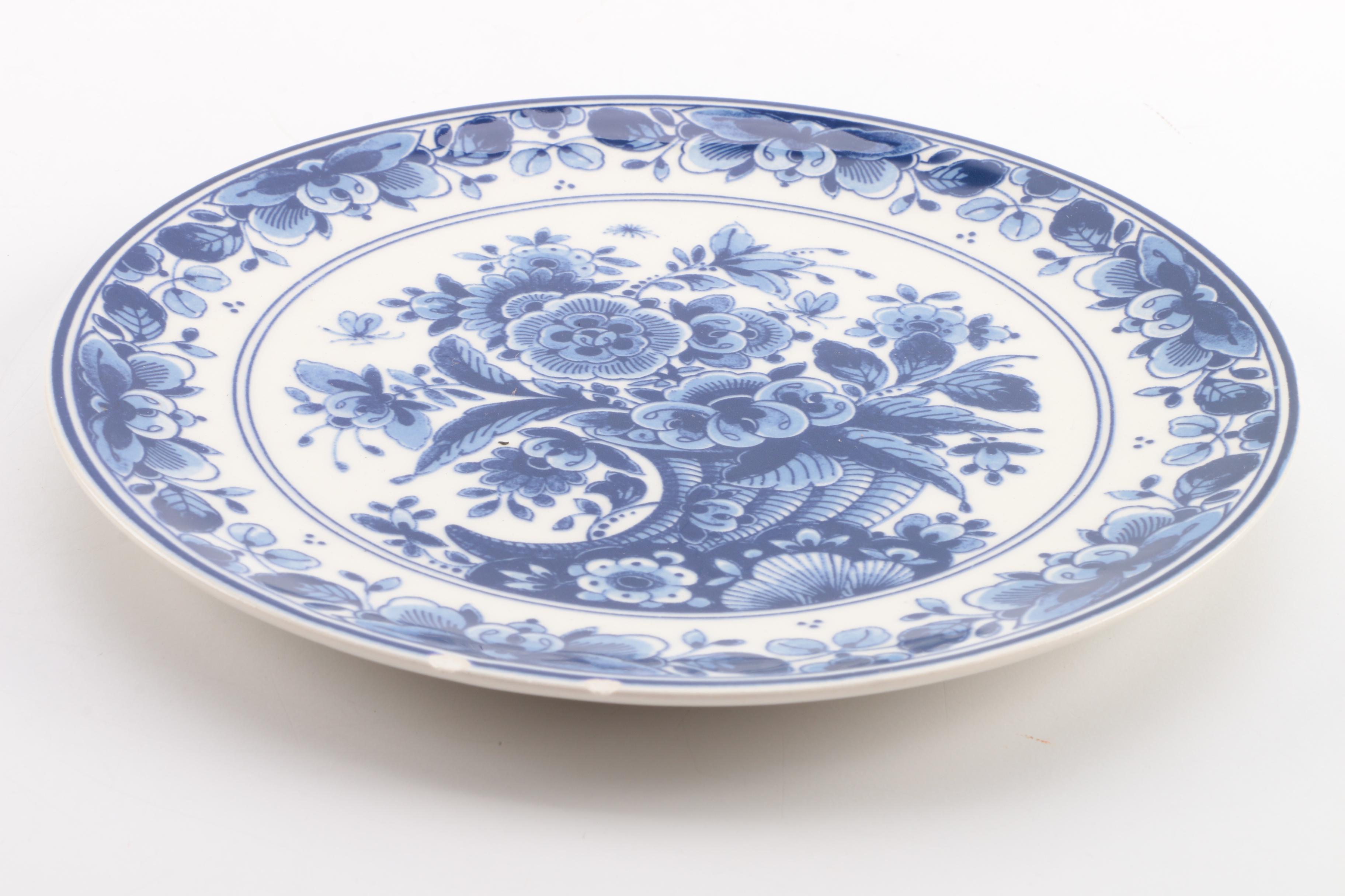 Assorted Blue and White Ceramic Decor Featuring Delft