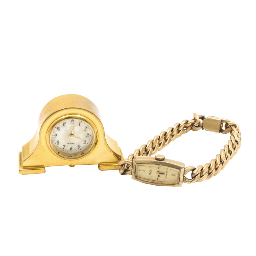 Pedre Wristwatch and Miniature Mantel Clock