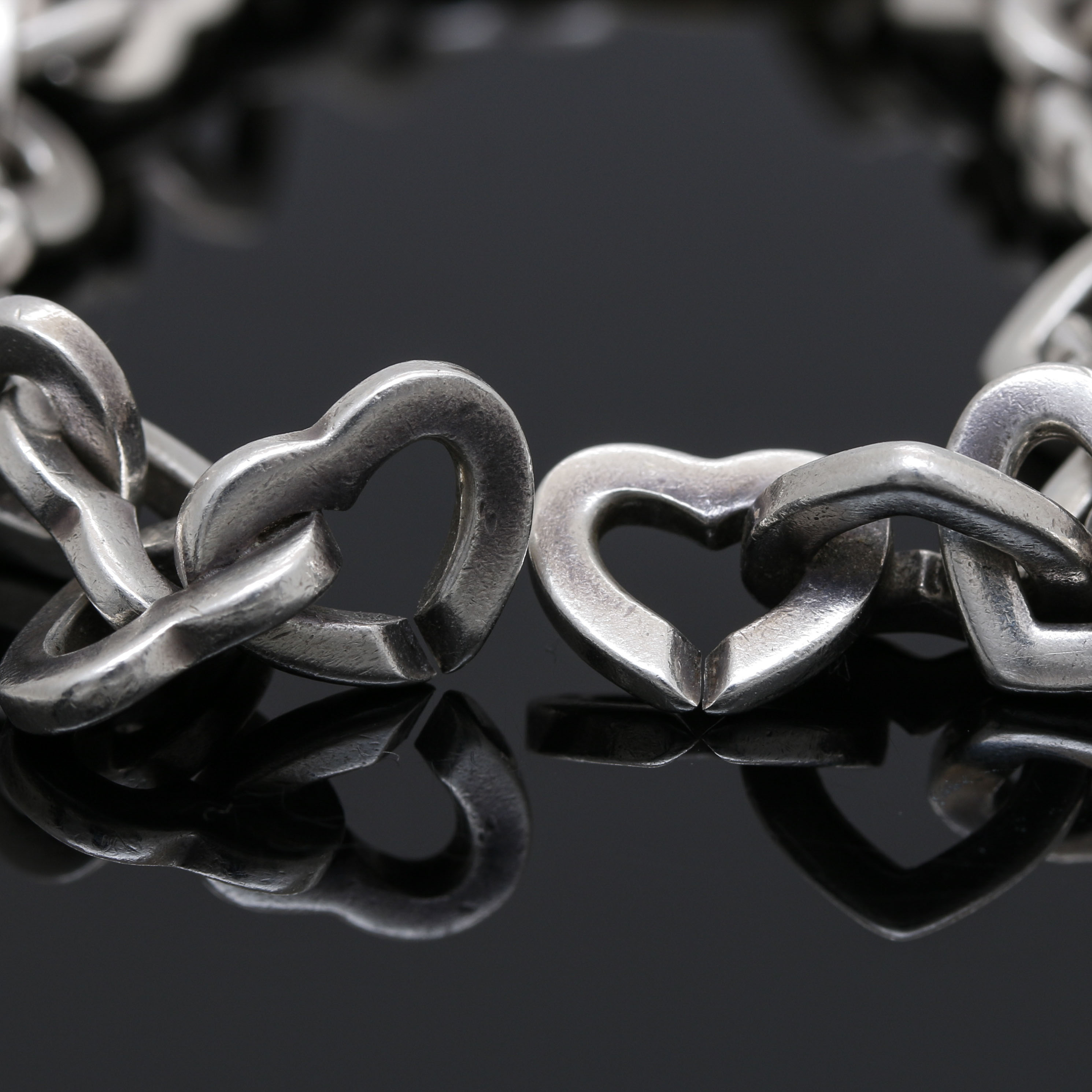 Tiffany & Co. Sterling Silver and 18K Yellow Gold Open Heart Bracelet