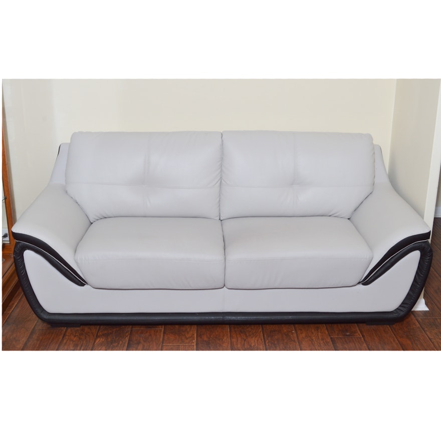 Grey Contemporary Style Leather Sofa