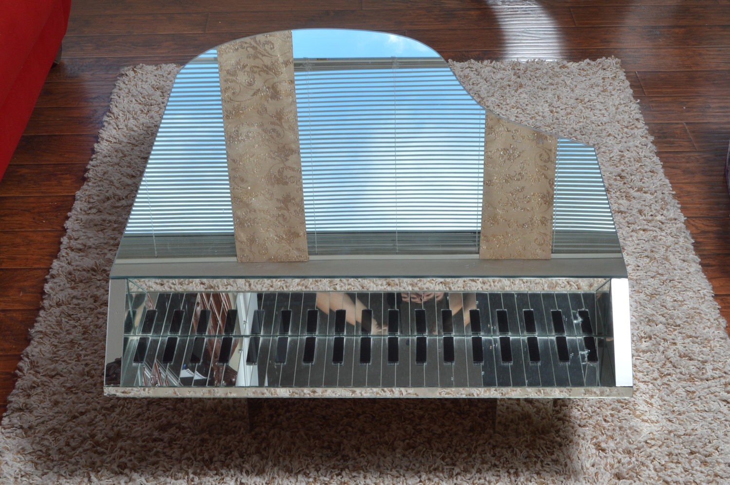 Mirrored Piano Motif Coffee Table