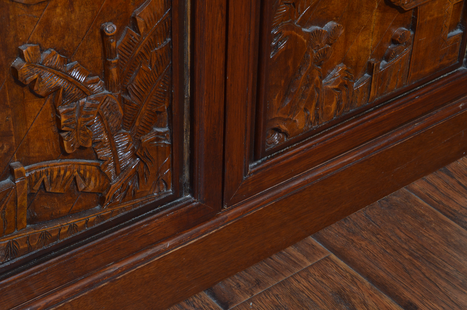 Vintage Carved Teak Chinese Bar