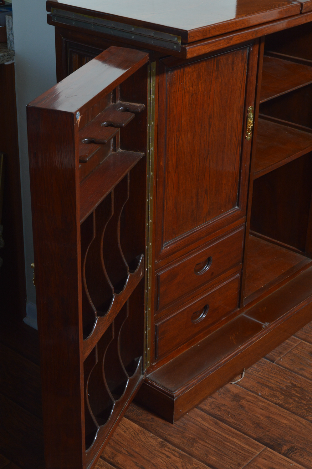 Vintage Carved Teak Chinese Bar