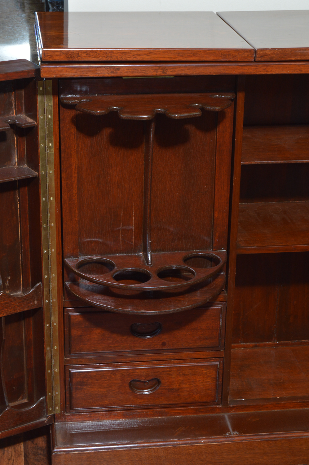 Vintage Carved Teak Chinese Bar