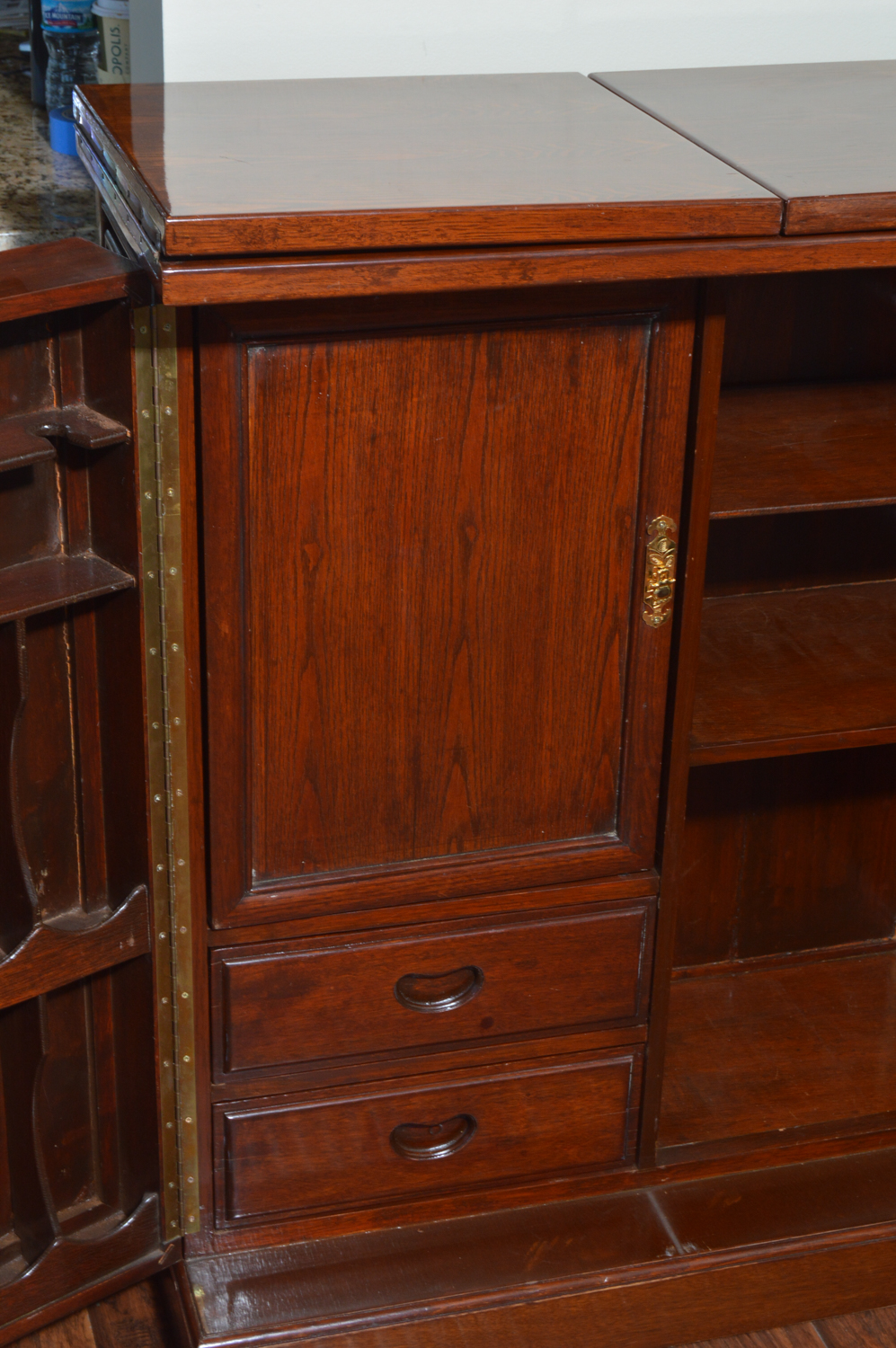 Vintage Carved Teak Chinese Bar