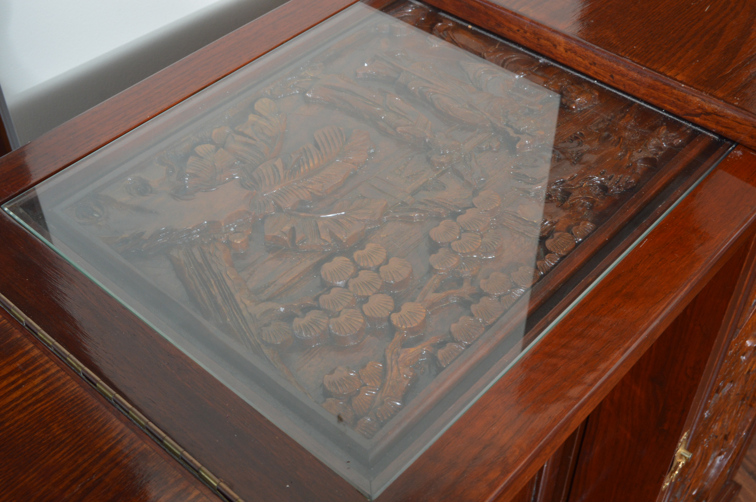 Vintage Carved Teak Chinese Bar