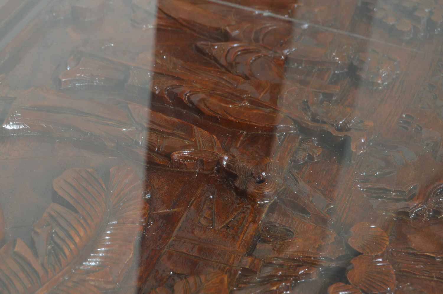 Vintage Carved Teak Chinese Bar