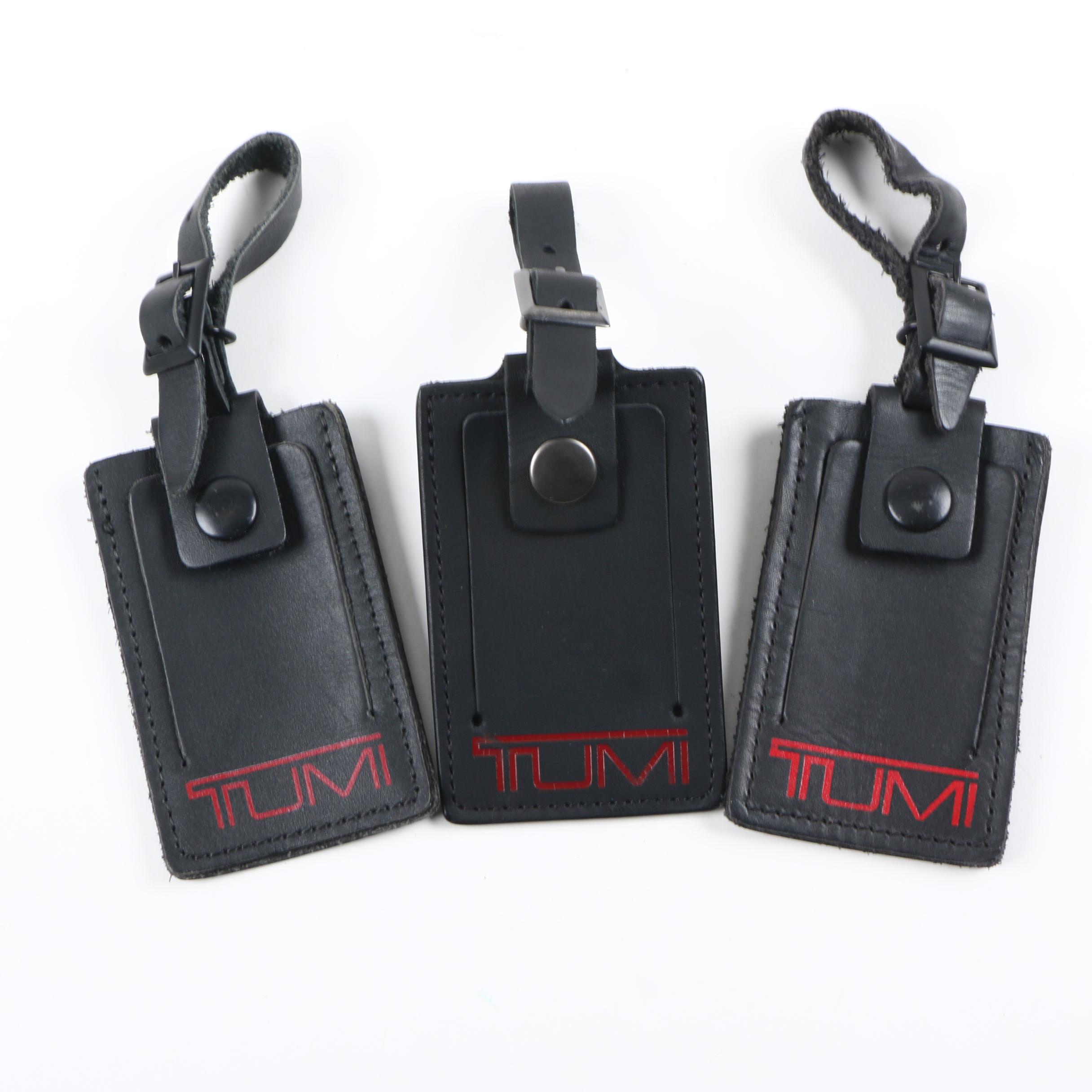 Tumi Black Leather Luggage Tags