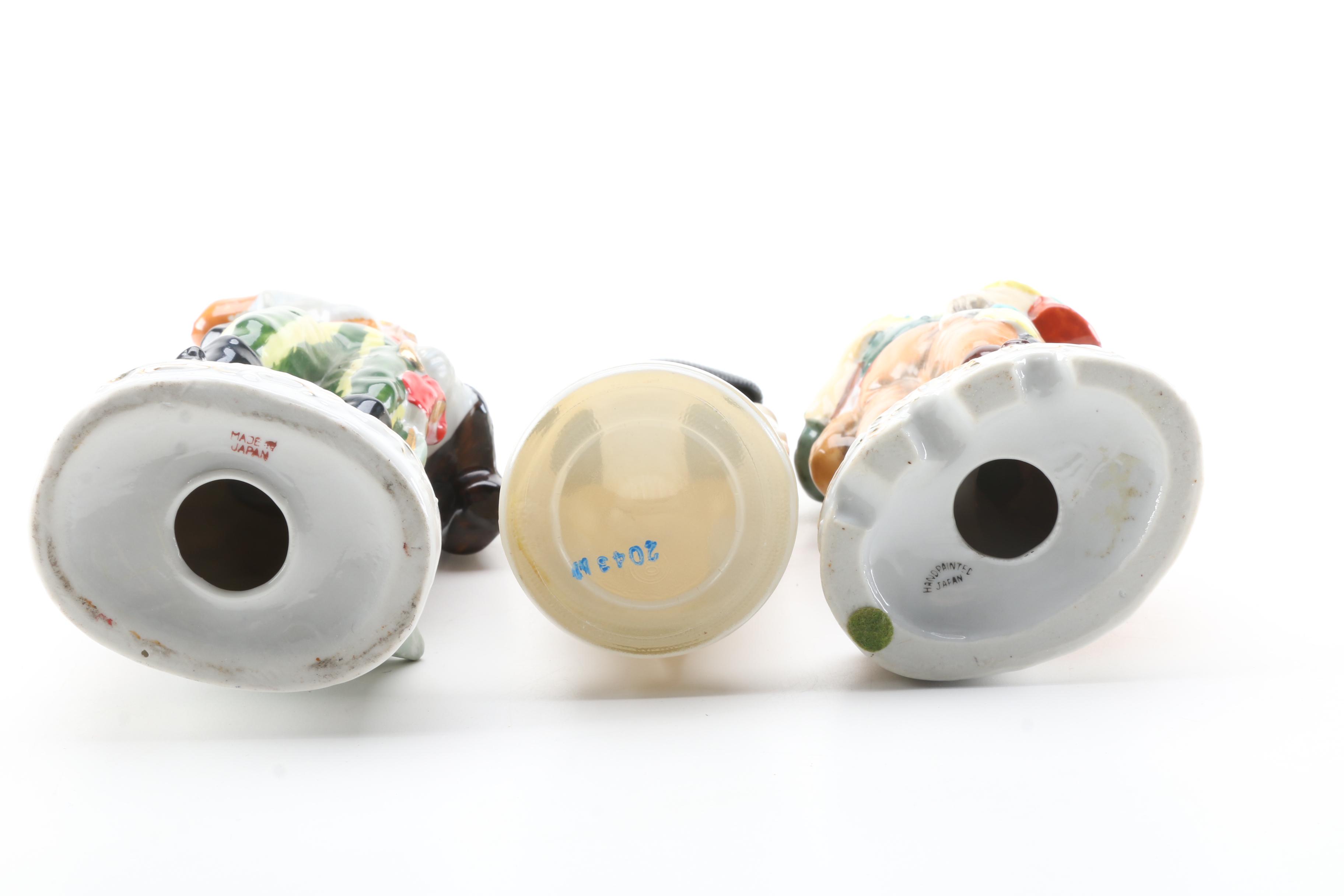 Pair of Ceramic Soldiers with Napoleonic Soldier Bottle