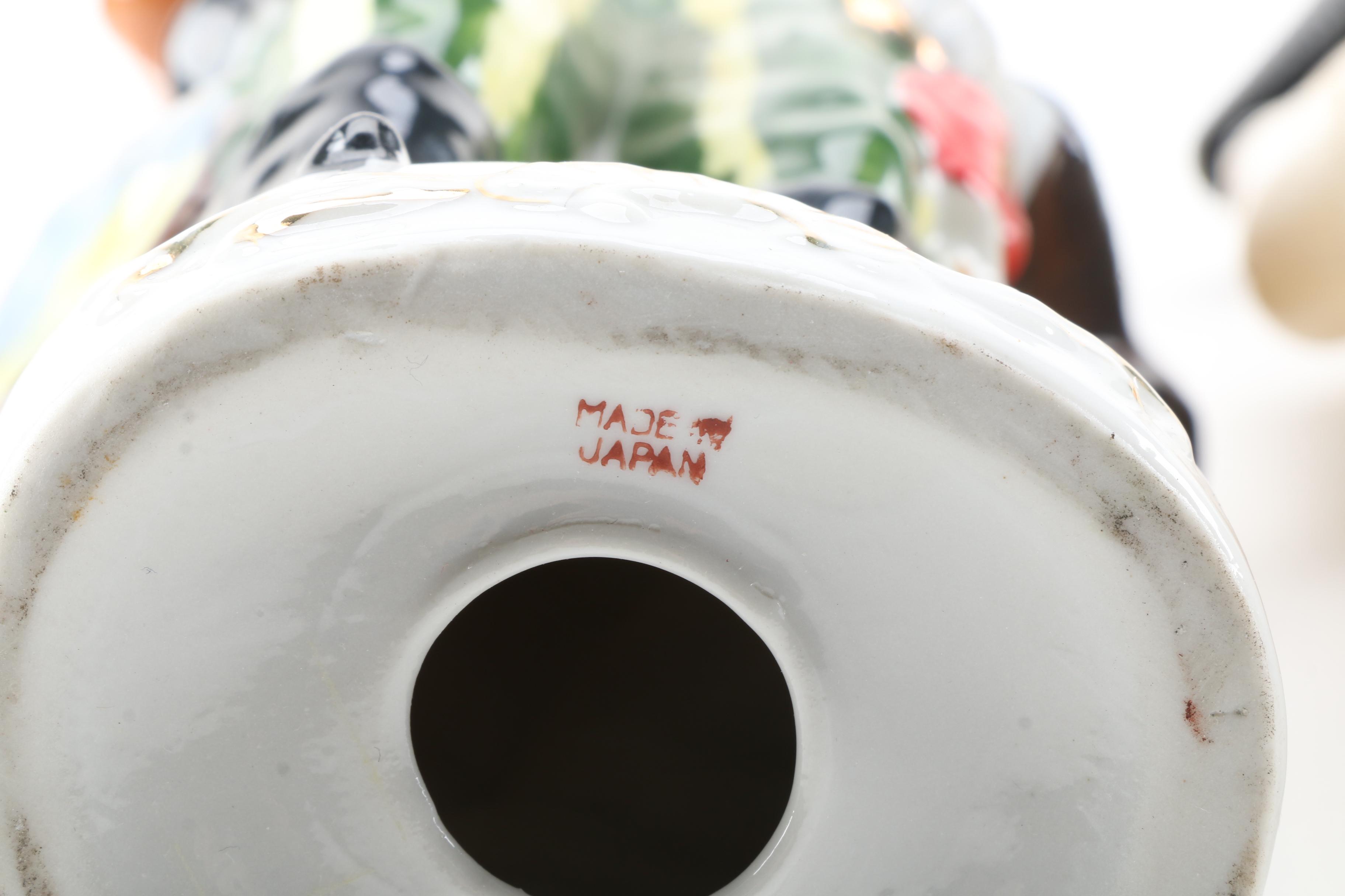 Pair of Ceramic Soldiers with Napoleonic Soldier Bottle