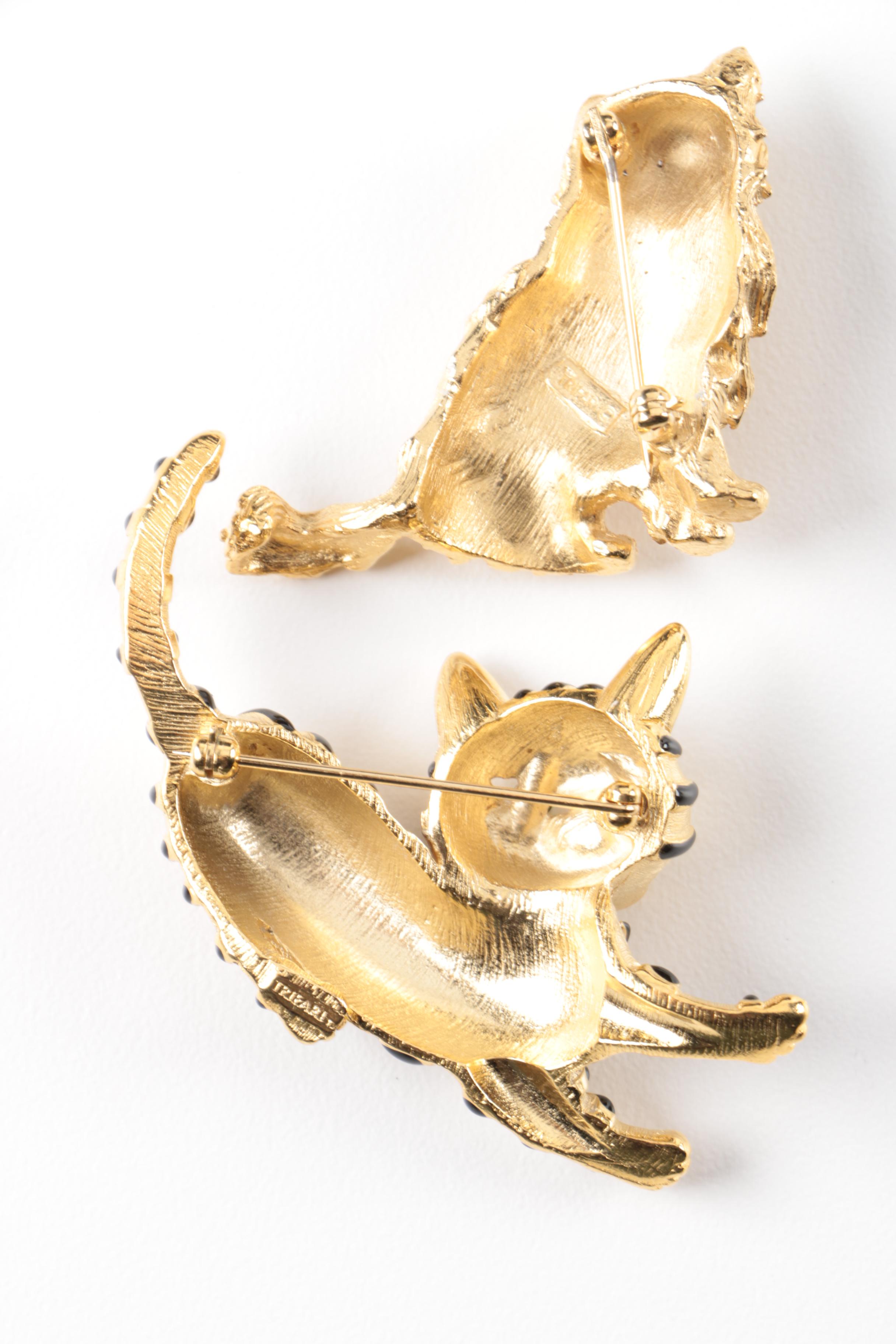 Vintage Trifari Gold Tone Animal and Insect Themed Costume Brooches