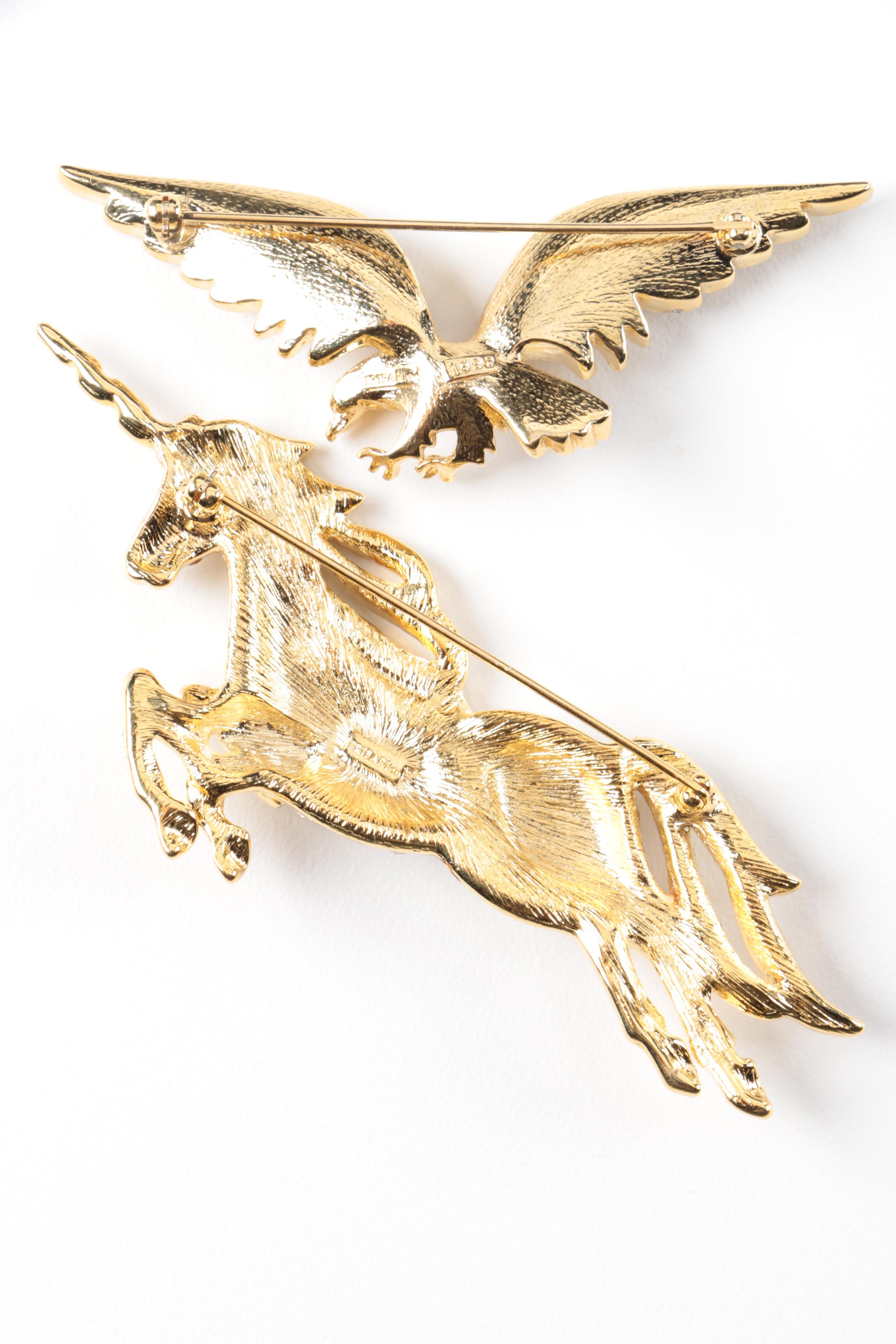 Vintage Trifari Gold Tone Animal and Insect Themed Costume Brooches