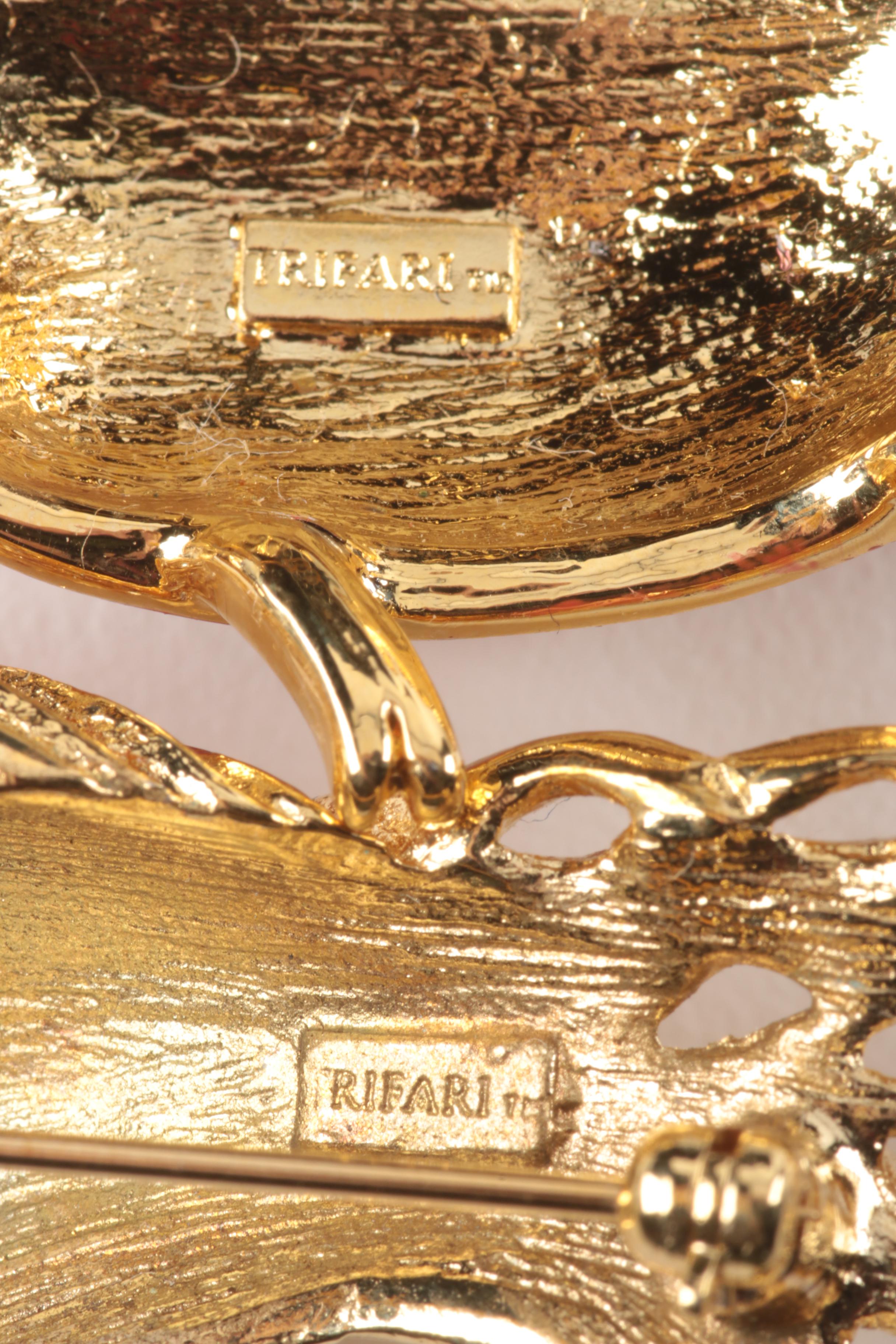 Vintage Trifari Gold Tone Animal and Insect Themed Costume Brooches