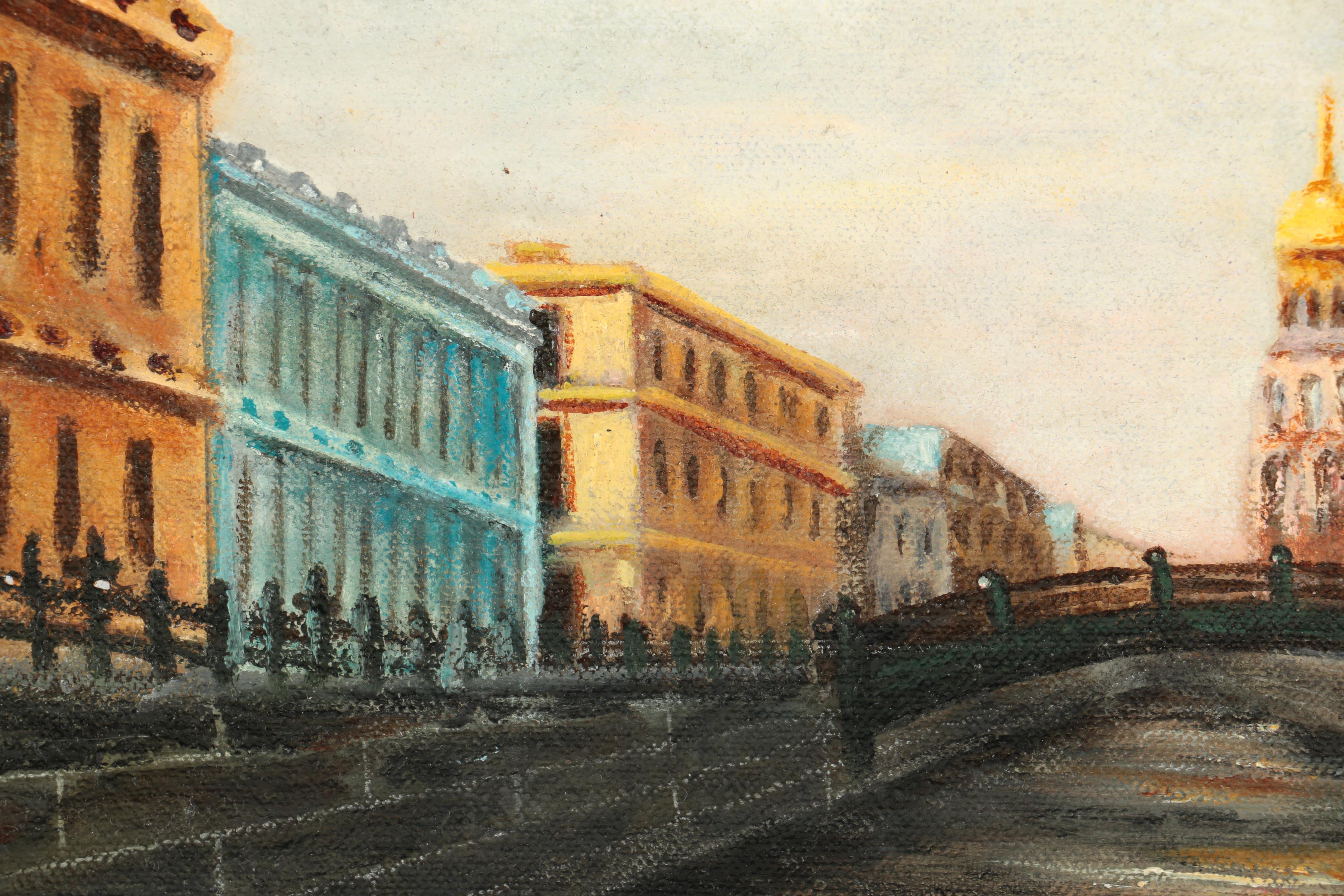 Anthony Elacion 2003 Oil Painting on Canvas of St. Petersburg Cityscape