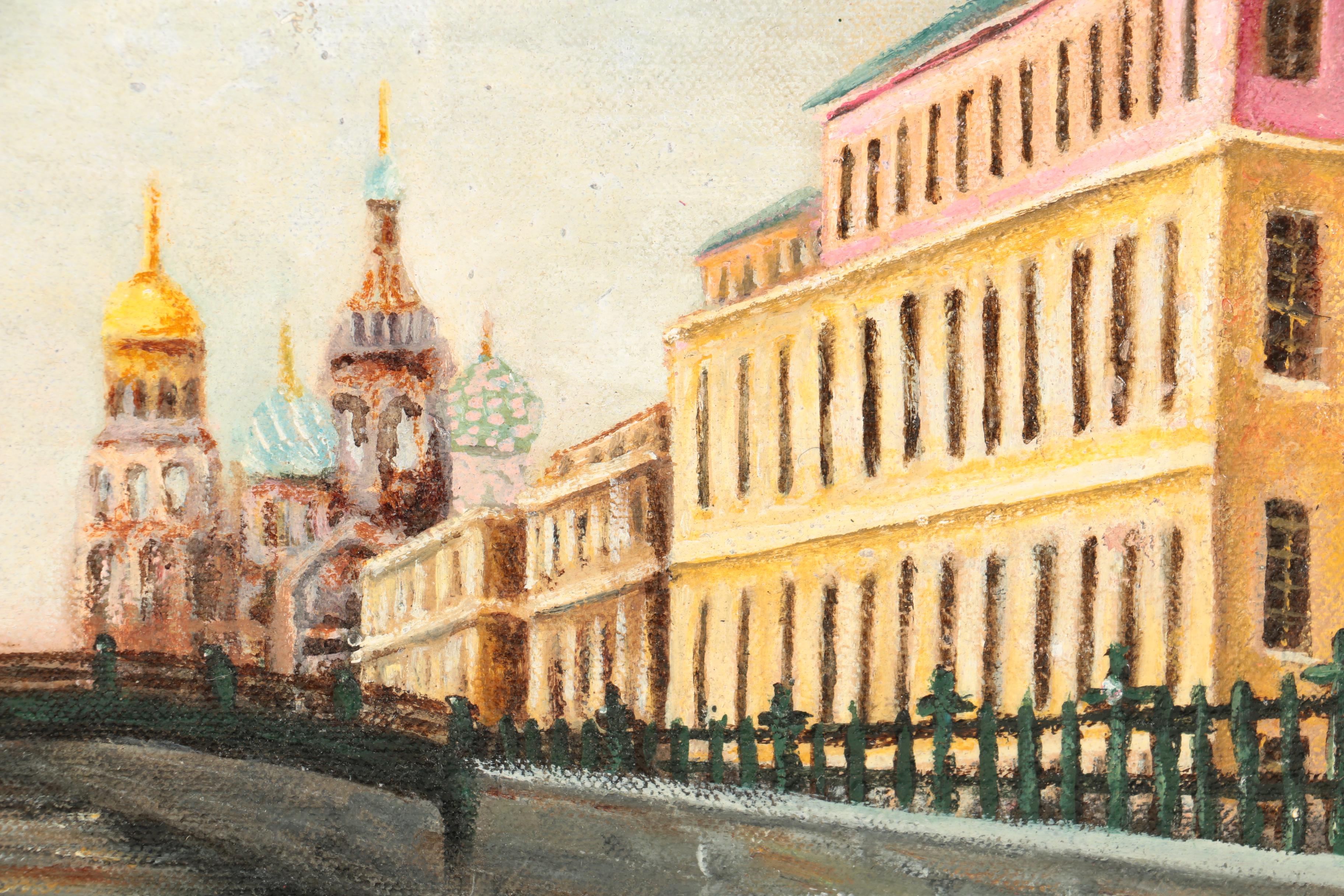 Anthony Elacion 2003 Oil Painting on Canvas of St. Petersburg Cityscape