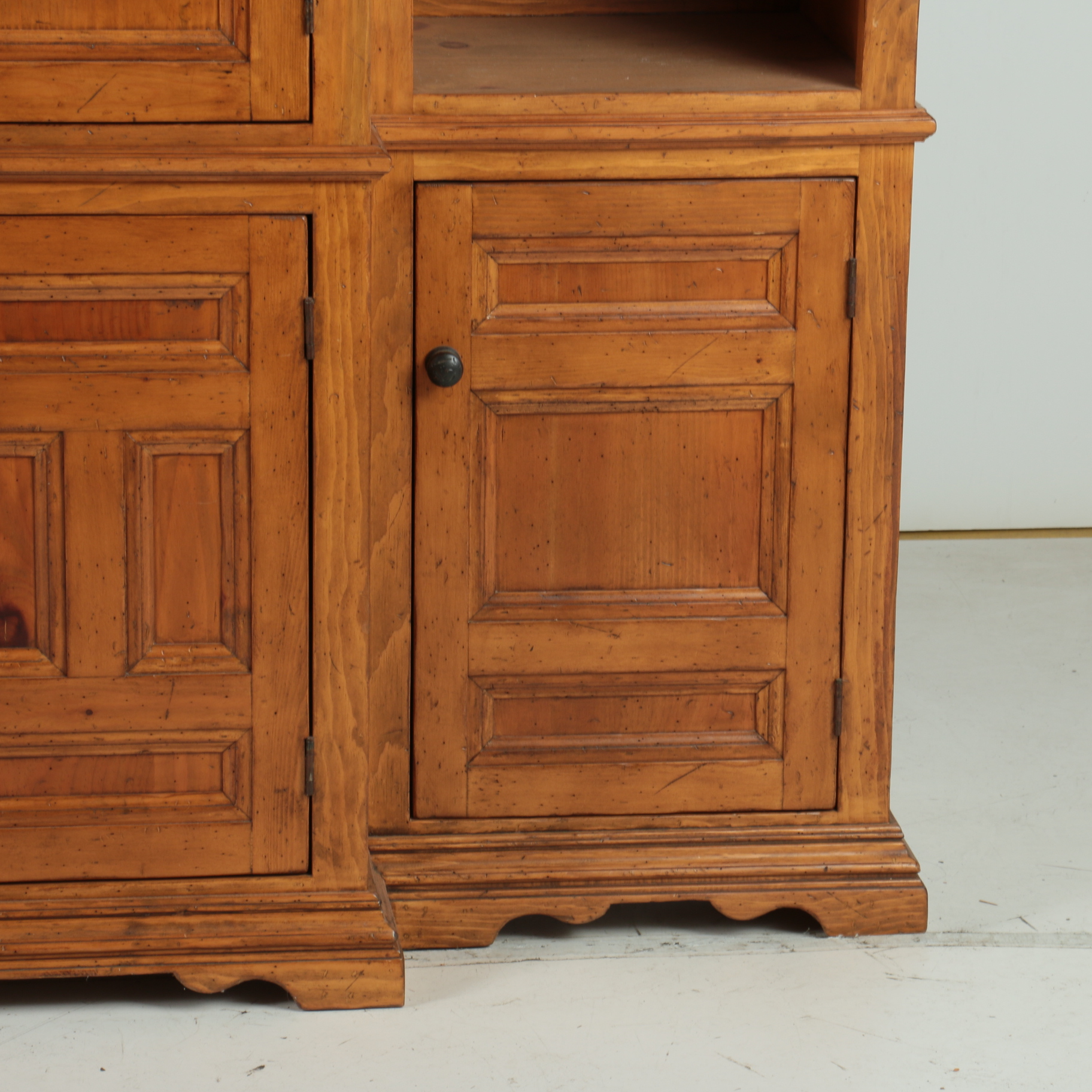 Large Pine Breakfront Media Cabinet