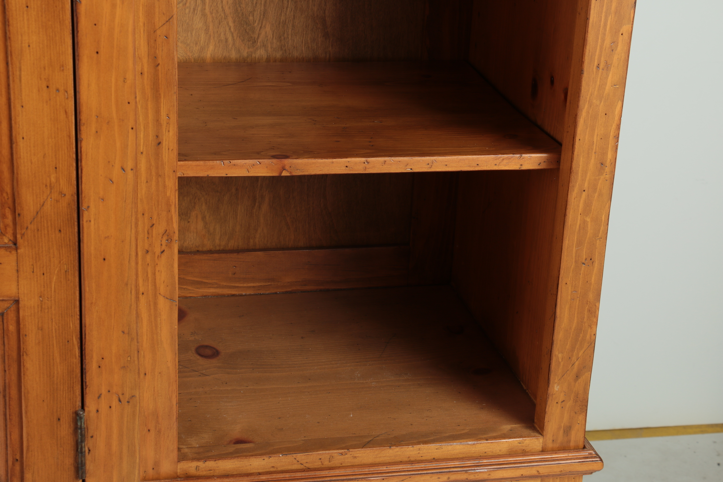 Large Pine Breakfront Media Cabinet