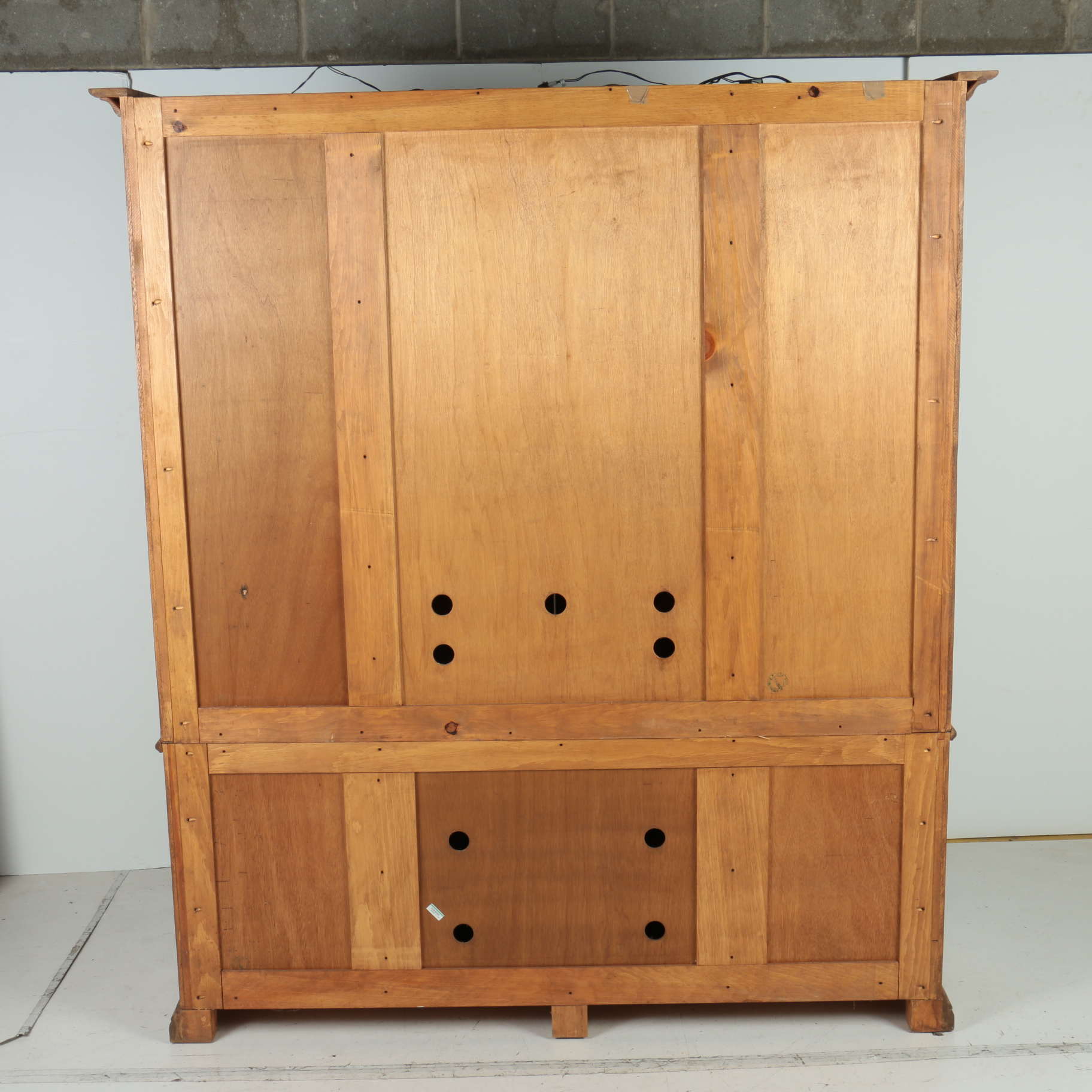 Large Pine Breakfront Media Cabinet