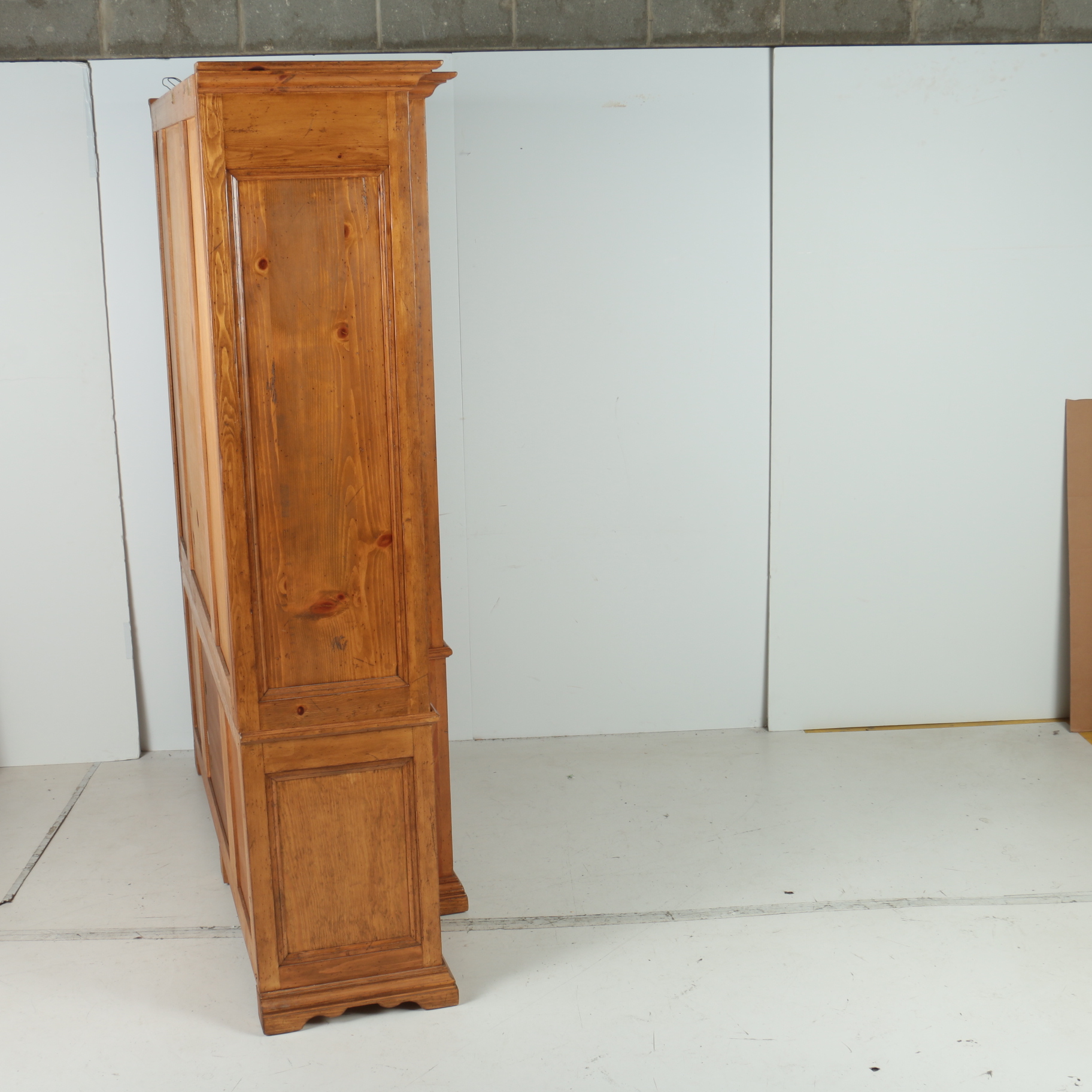 Large Pine Breakfront Media Cabinet