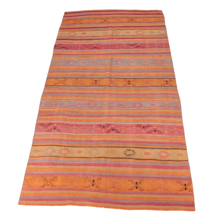 Handwoven Flat Weave Striped Area Rug