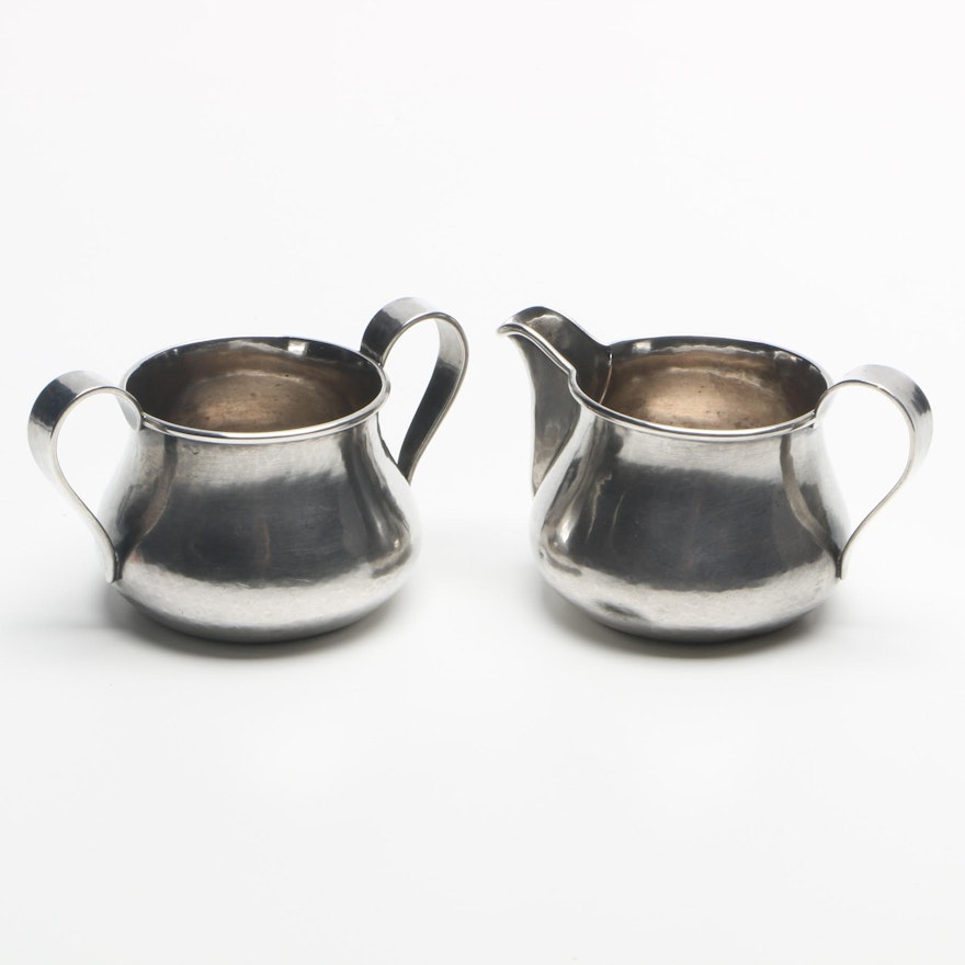 The Kalo Shop Hand Wrought Sterling Silver Creamer and Sugar Bowl