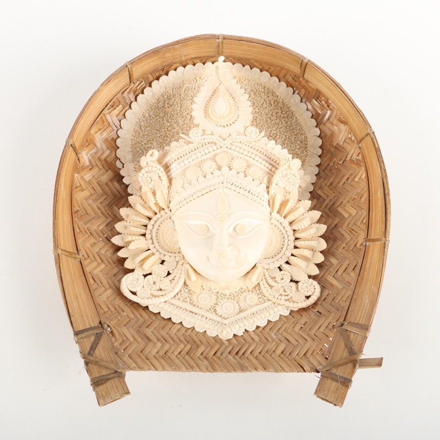 Southeast Asian Style Pressed Paper and Wood Sculpture