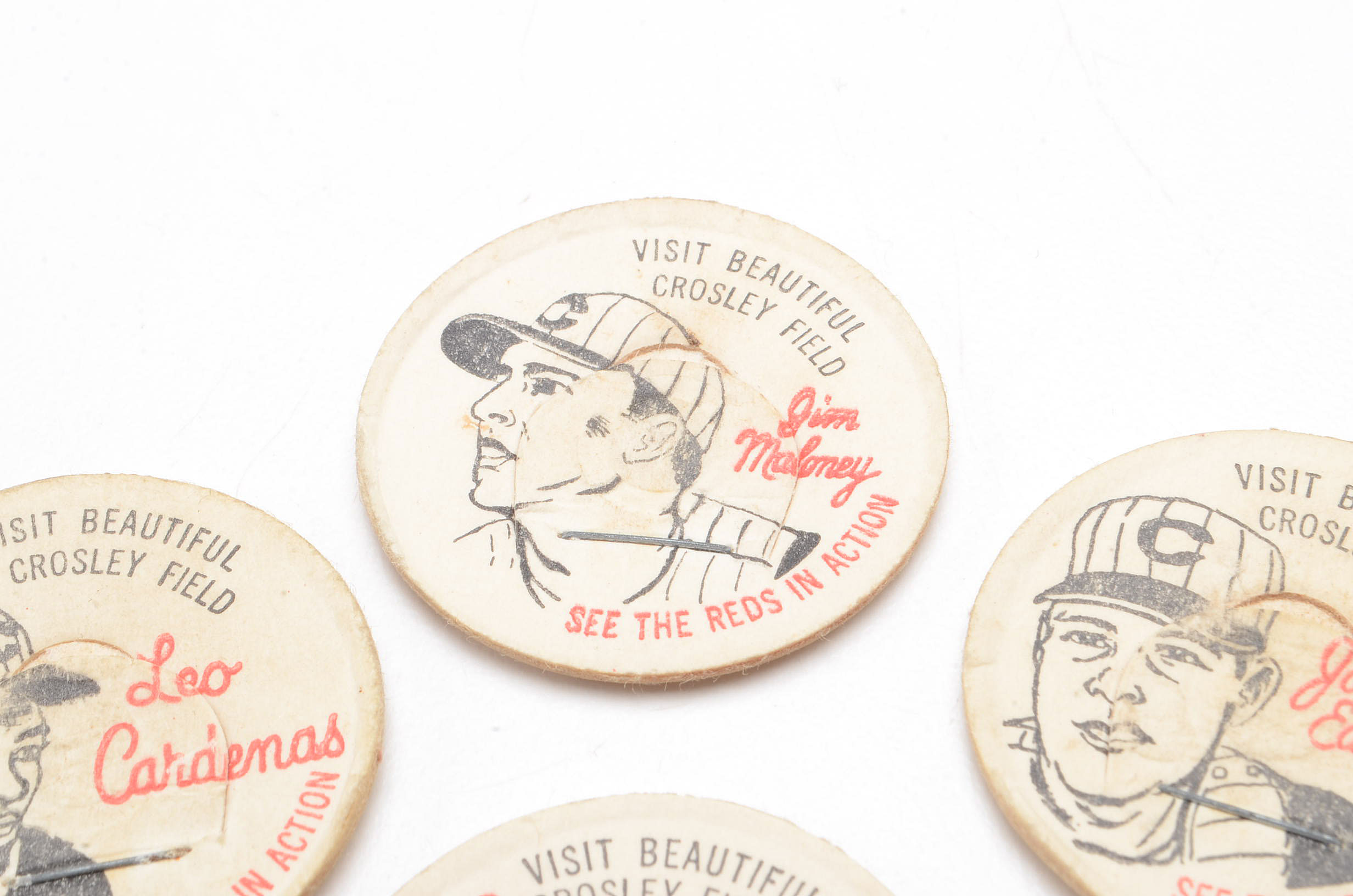 Four French Bauer Cincinnati Reds Milk Lids