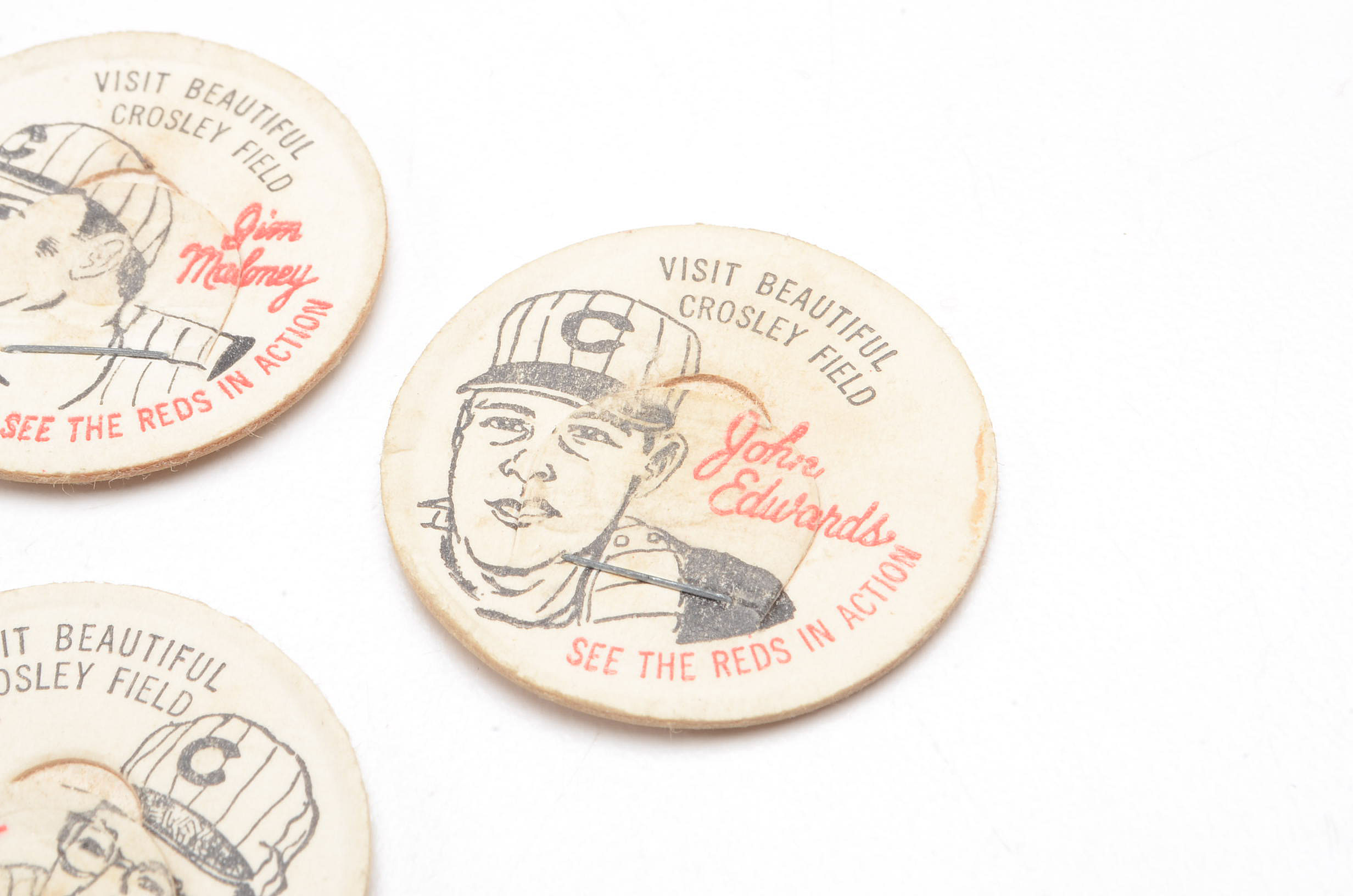 Four French Bauer Cincinnati Reds Milk Lids