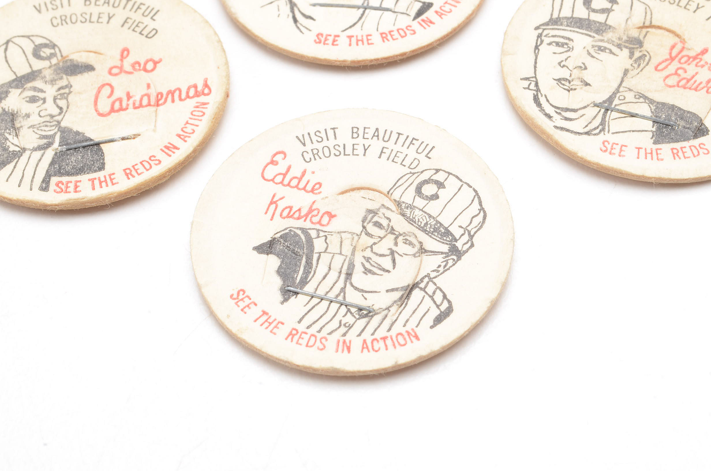Four French Bauer Cincinnati Reds Milk Lids