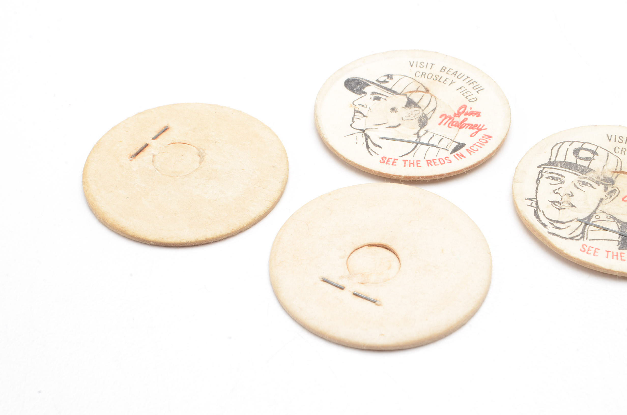 Four French Bauer Cincinnati Reds Milk Lids