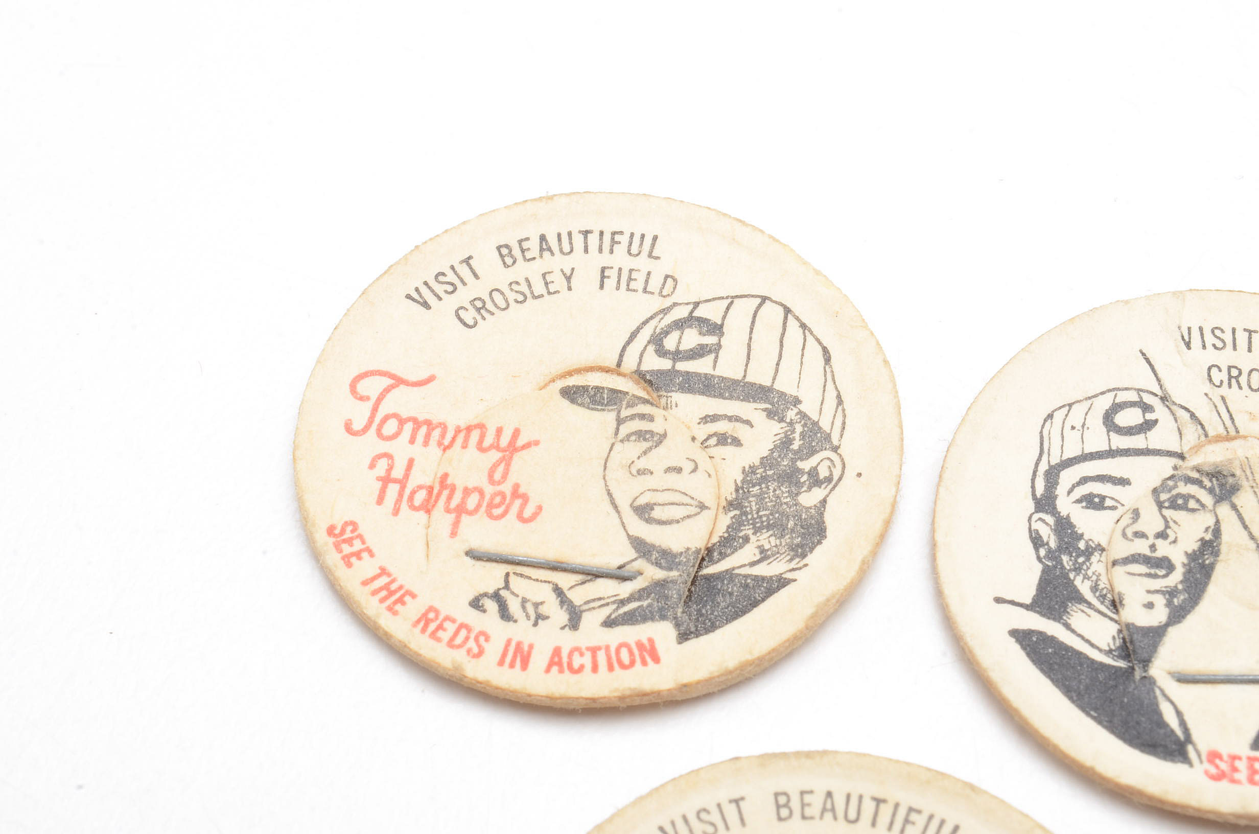 Three French Bauer Cincinnati Reds Milk Lids