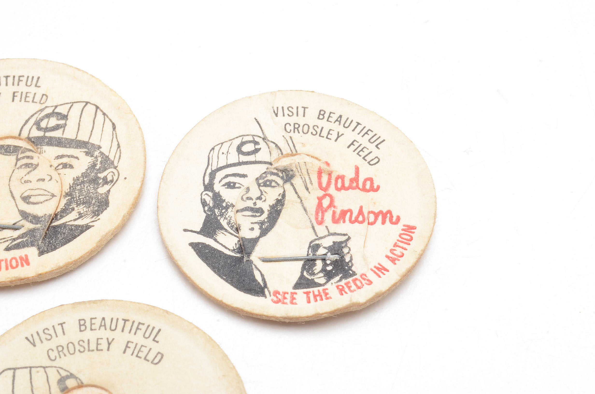 Three French Bauer Cincinnati Reds Milk Lids