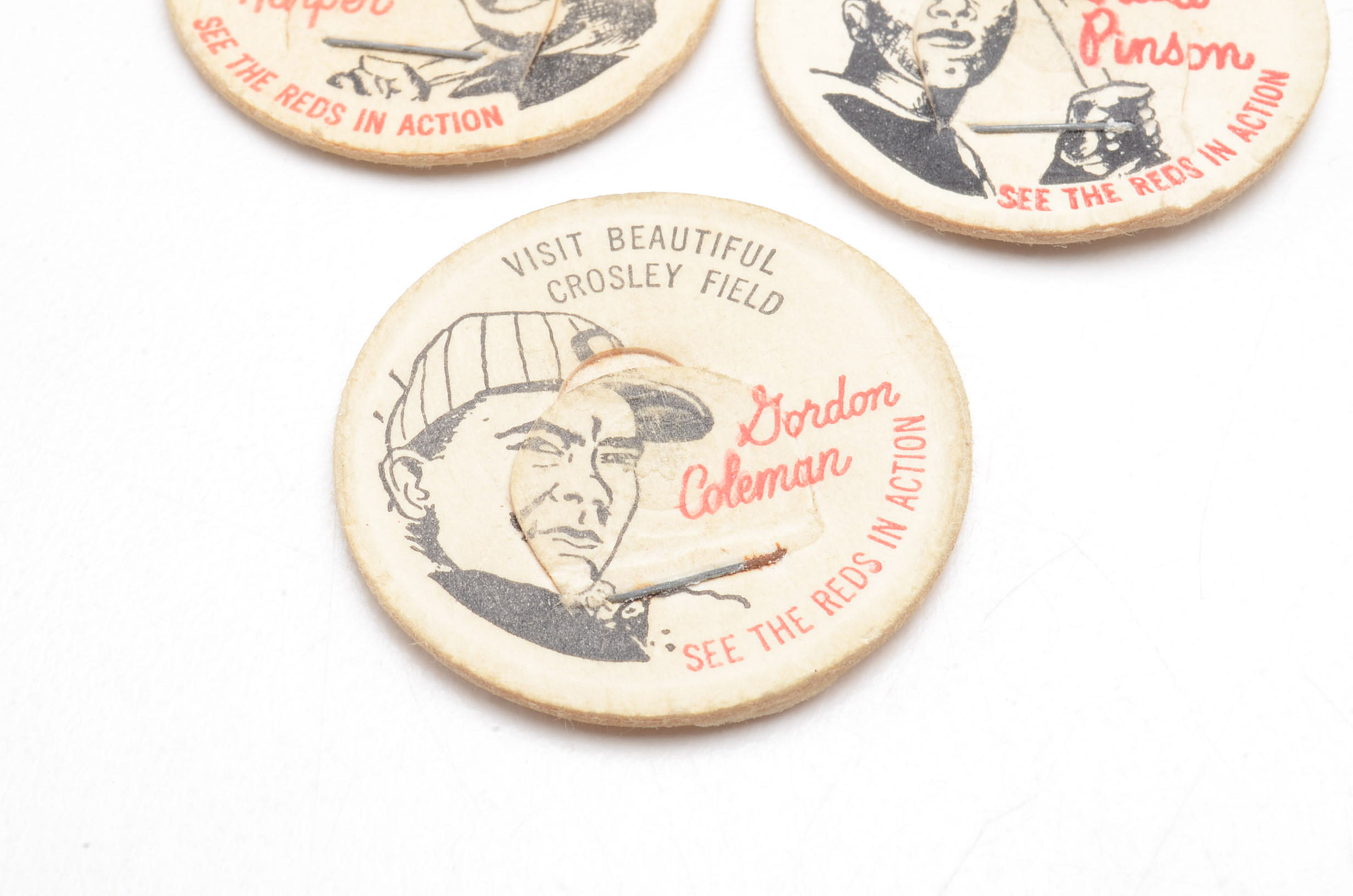 Three French Bauer Cincinnati Reds Milk Lids
