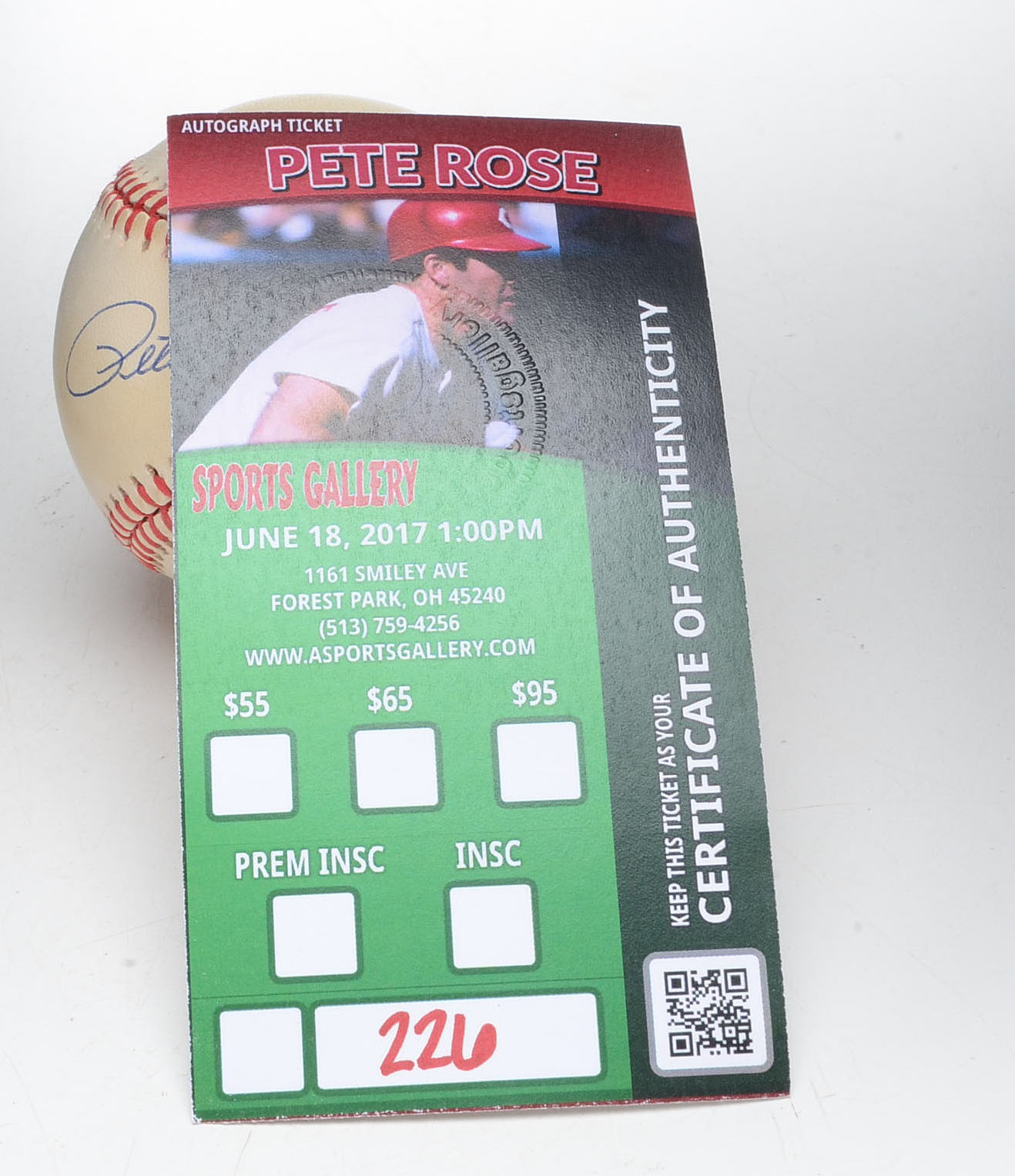 Pete Edward Rose Signed Baseball Sports Gallery COA